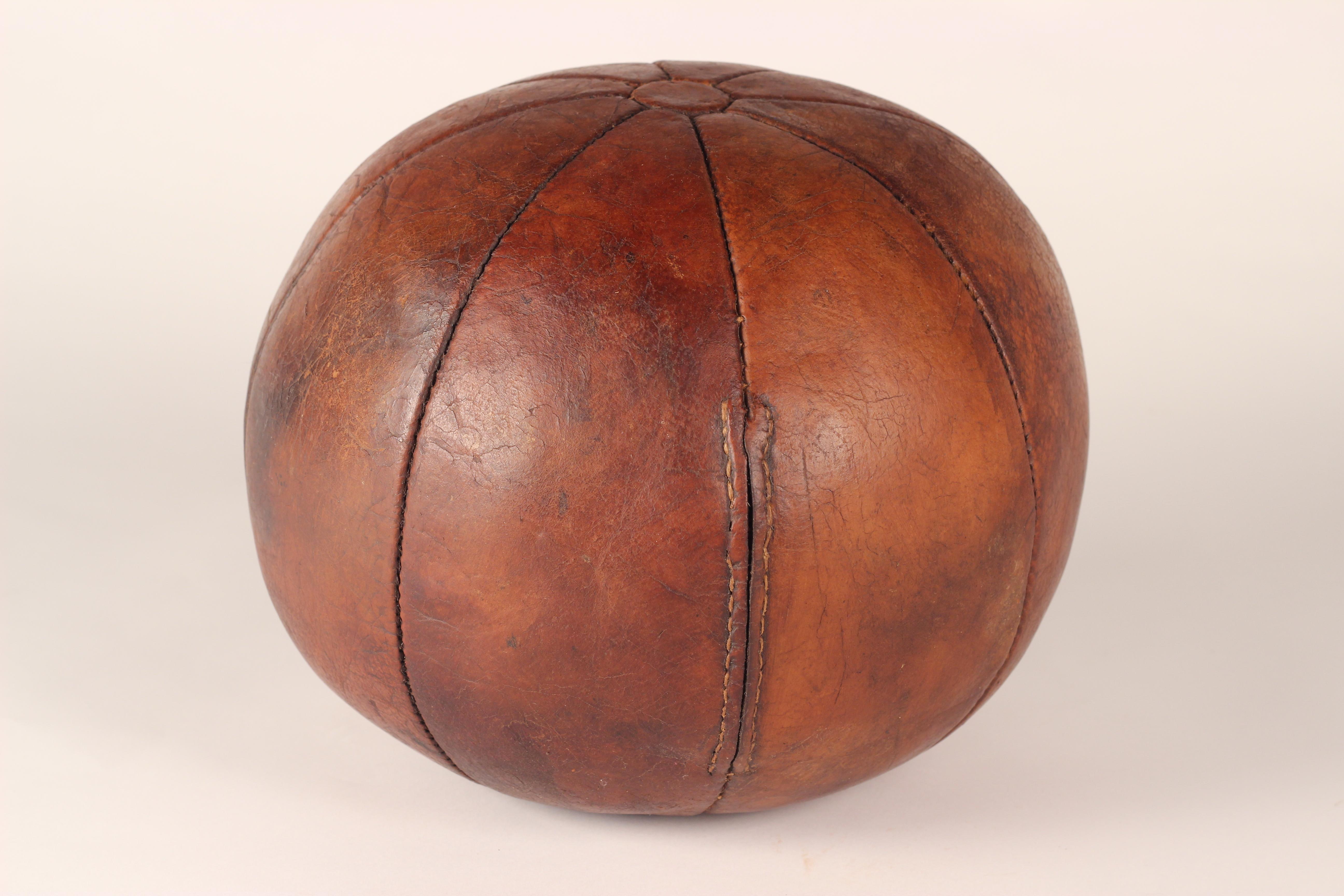 Mid-Century Modern Leather Medicine Ball For Sale 3