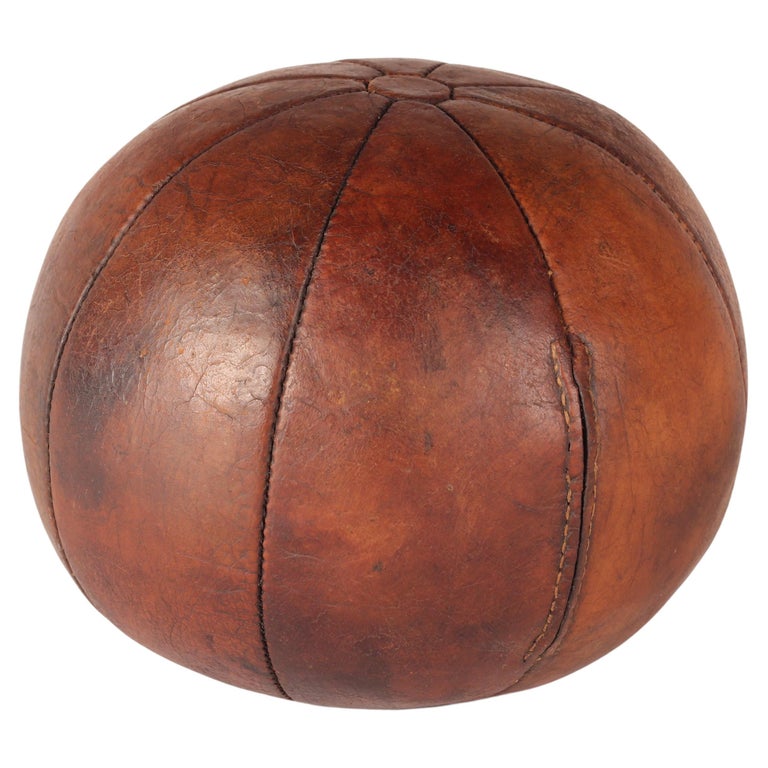 MidCentury Modern Leather Medicine Ball For Sale at 1stDibs