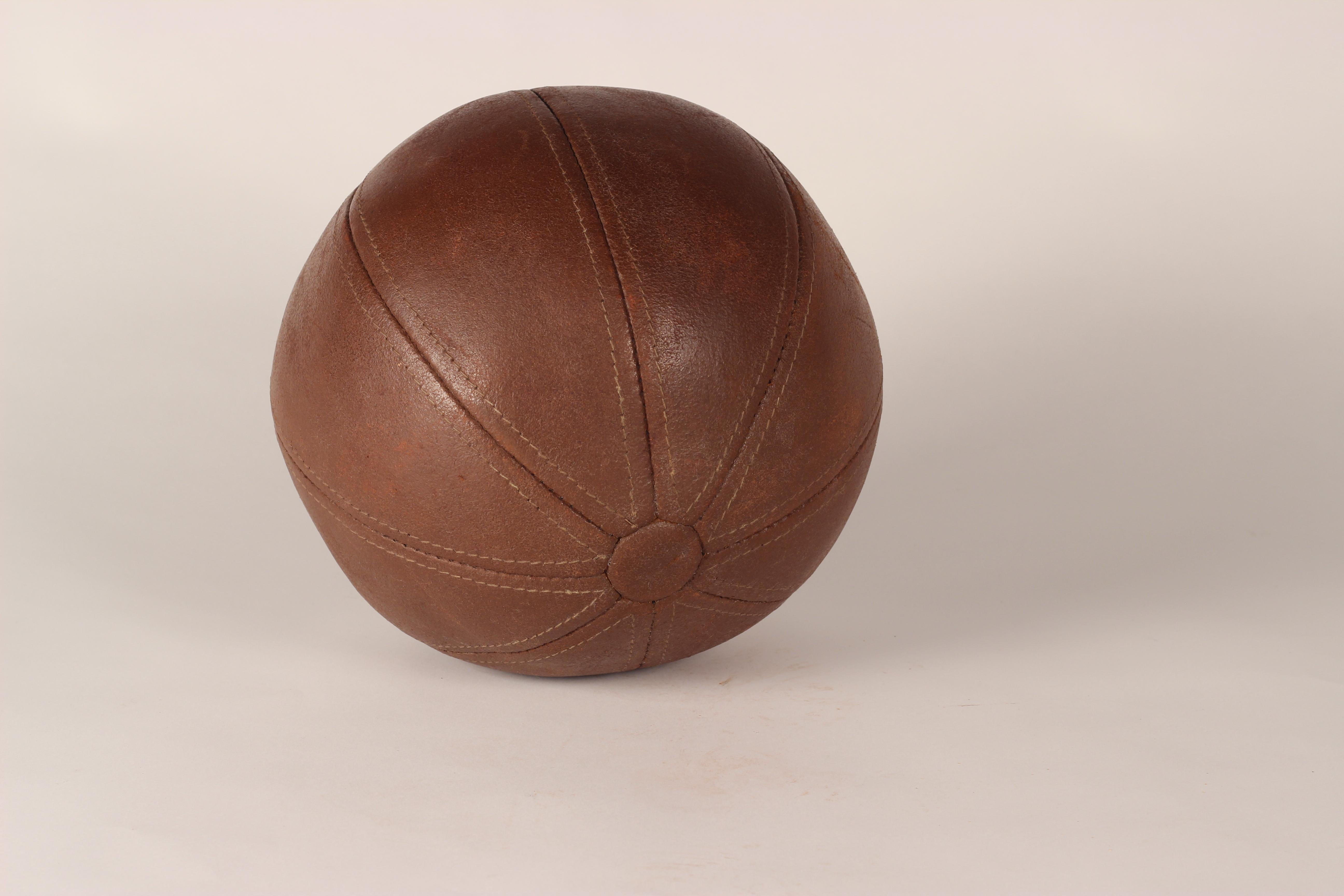 British Mid-Century Modern Leather Medicine Ball Perfect for Your Gymnasium  For Sale