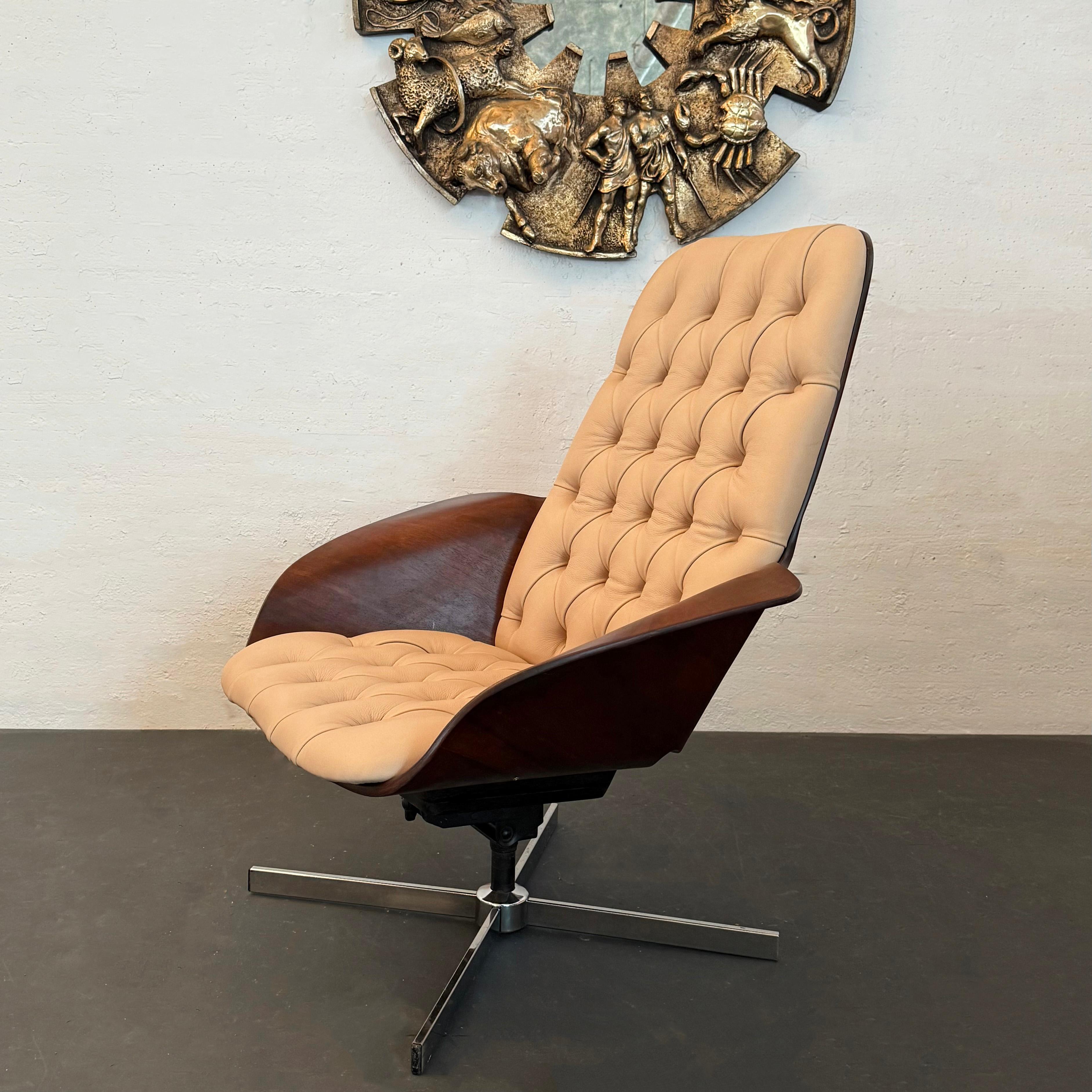 Moderner Ledersessel „Mr. Chair“ aus der Mitte des Jahrhunderts von George Mulhauser für Plycraft (Stahl) im Angebot