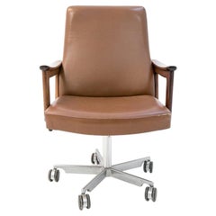 Mid-Century Modern Leather Office Chair, Danish Design, circa 1970s