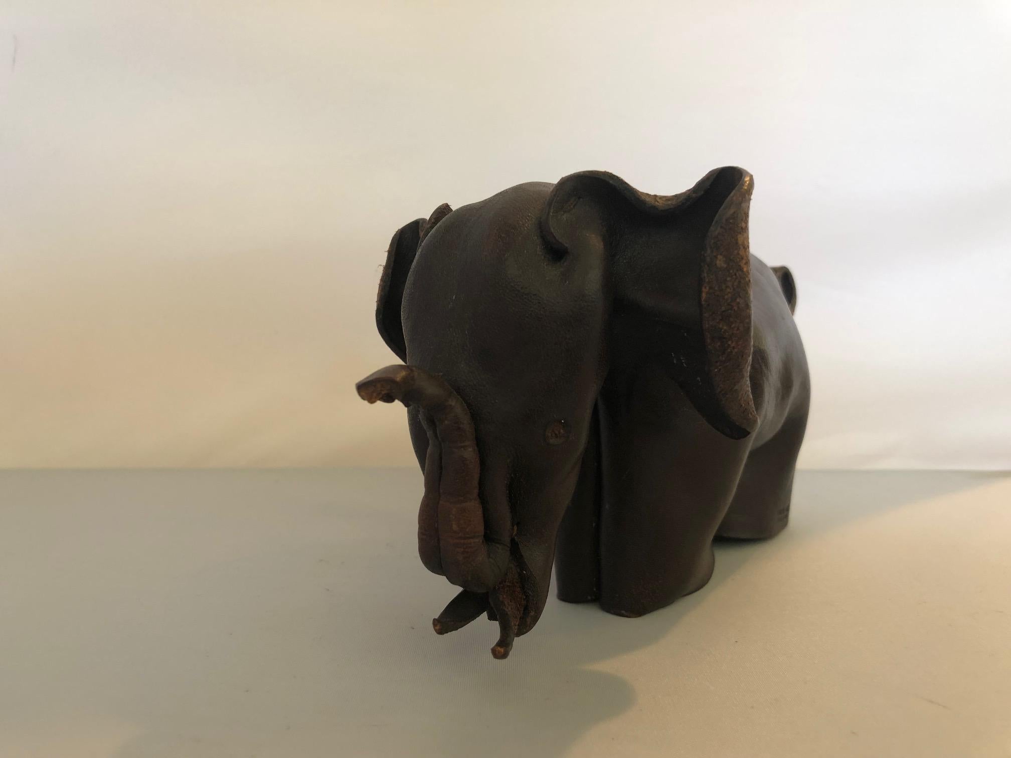 Mid-Century Modern Leather Origami Elephant Sculpture 5