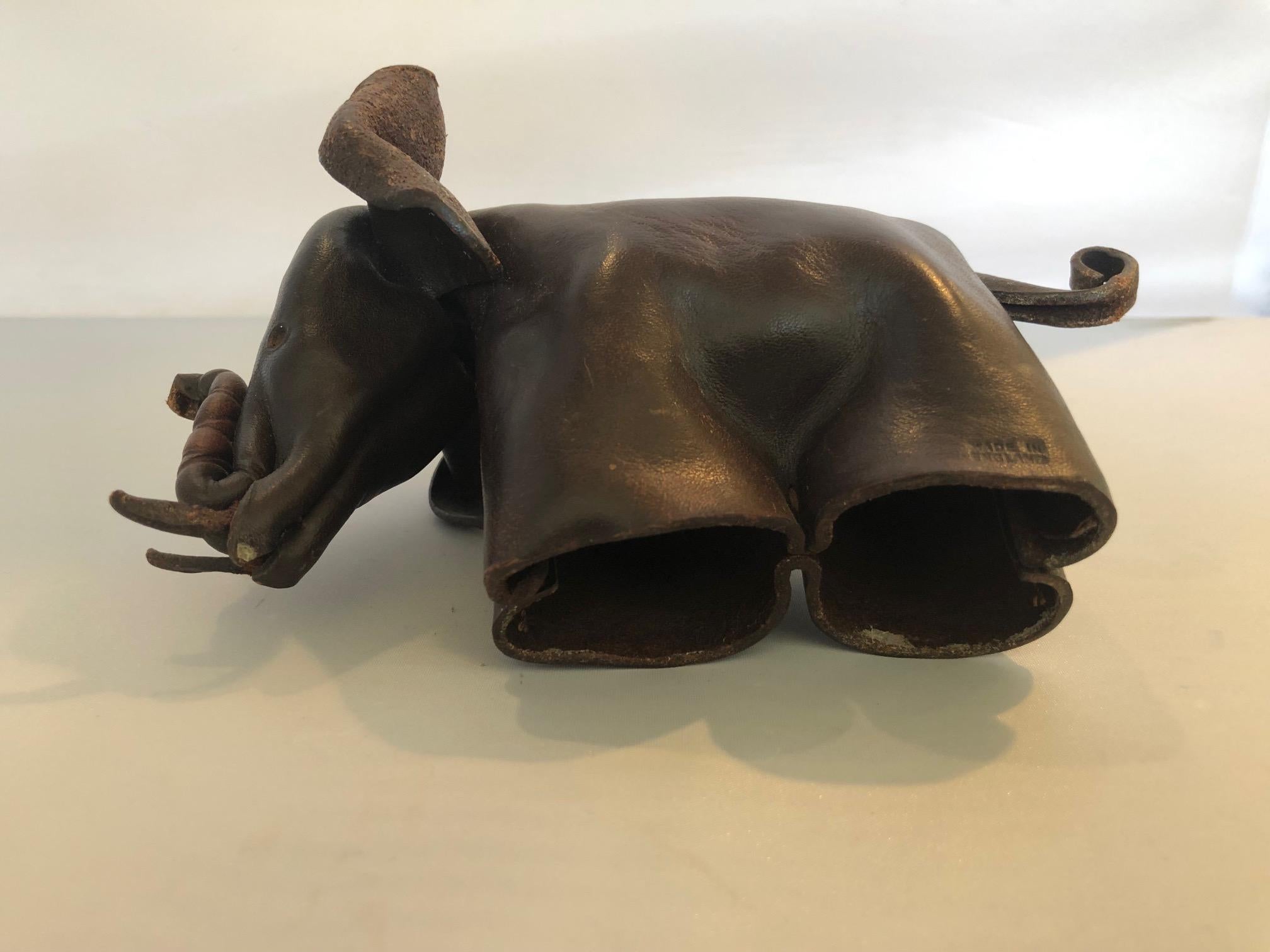 Mid-Century Modern Leather Origami Elephant Sculpture 7