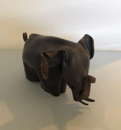 Mid-Century Modern Leather Origami Elephant Sculpture