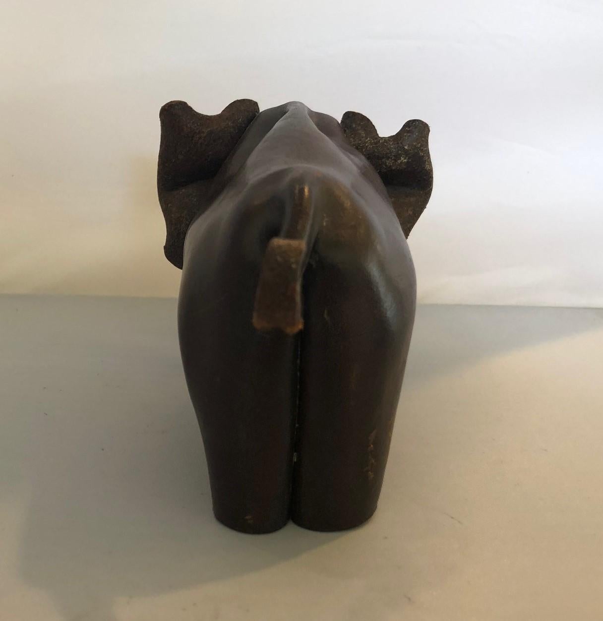 Mid-Century Modern Leather Origami Elephant Sculpture 2