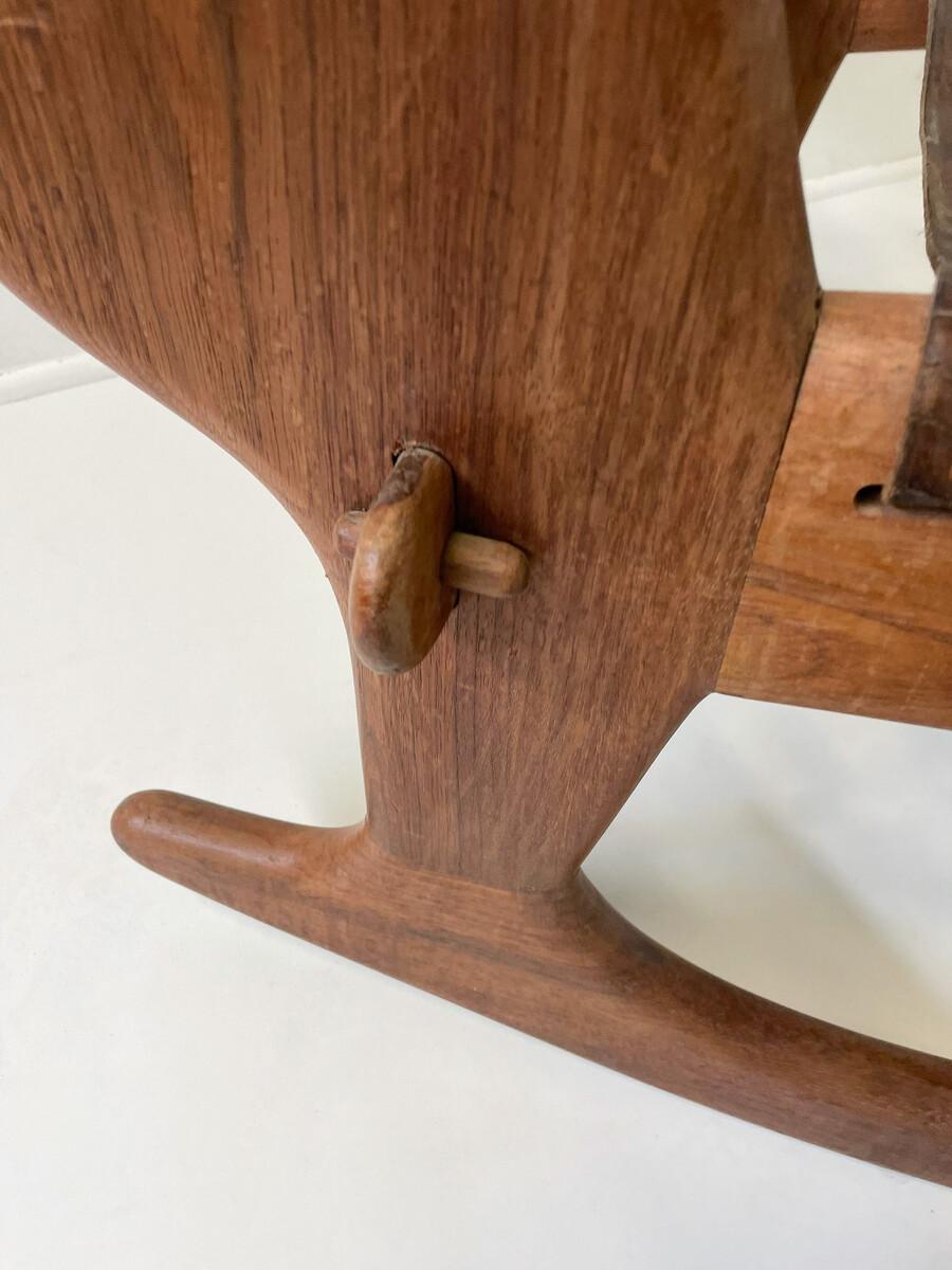 Mid-Century Modern Leather Rocking Chair by Angel Pazmino, Ecuador, 1970s For Sale 7