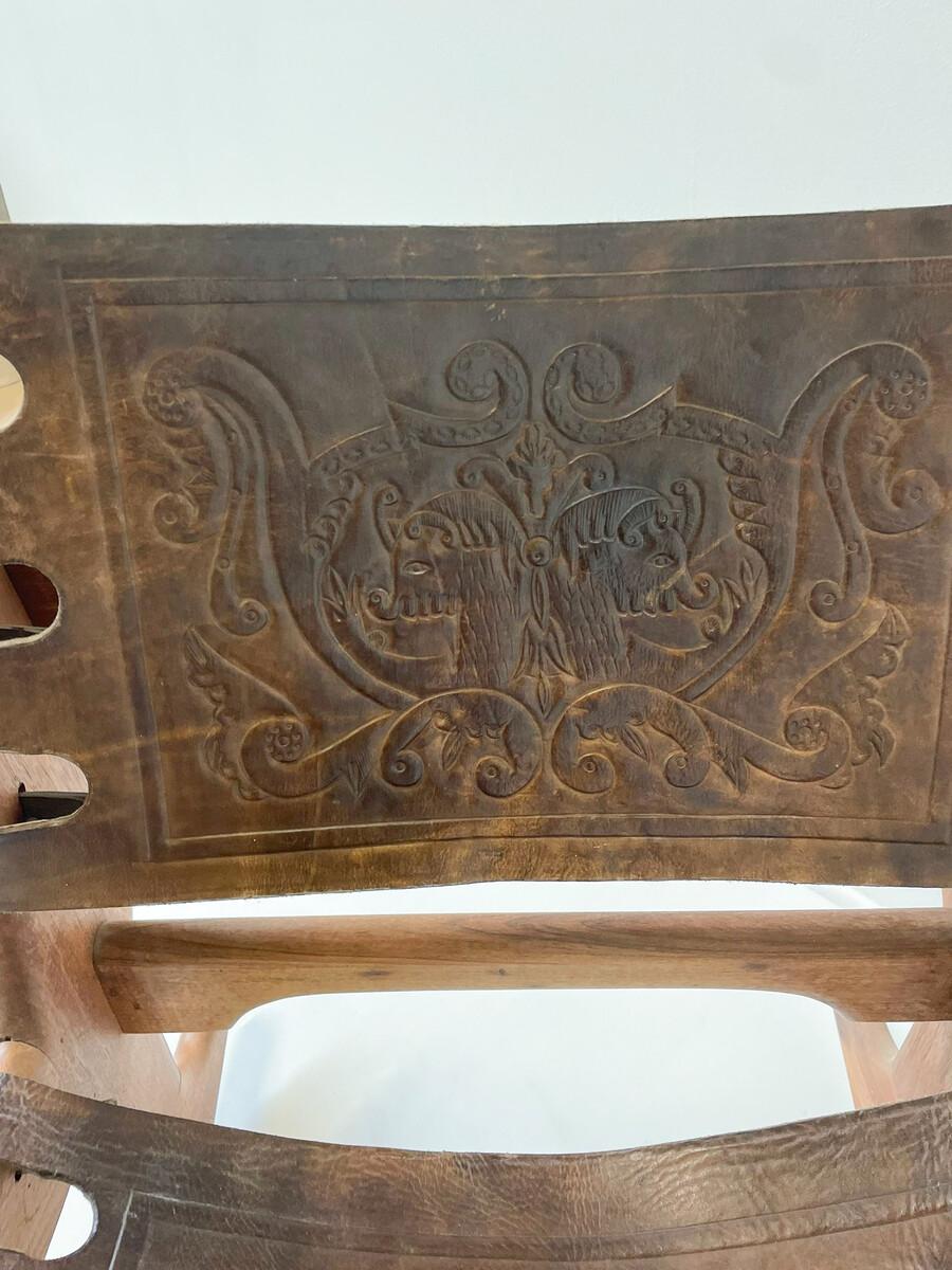 Mid-Century Modern Leather Rocking Chair by Angel Pazmino, Ecuador, 1970s For Sale 8