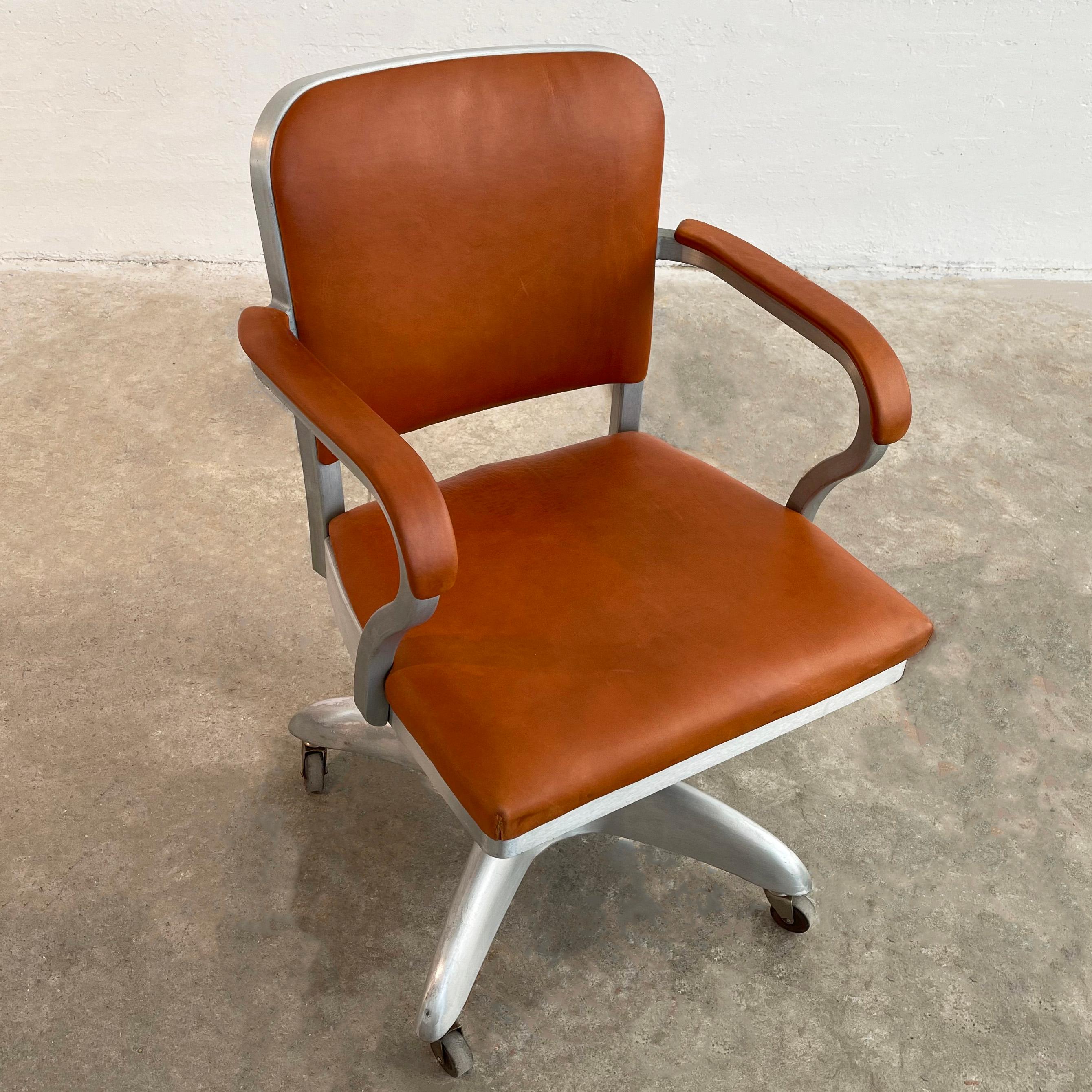 Mid-Century Modern Leather Rolling Office Armchair By Goodform 3