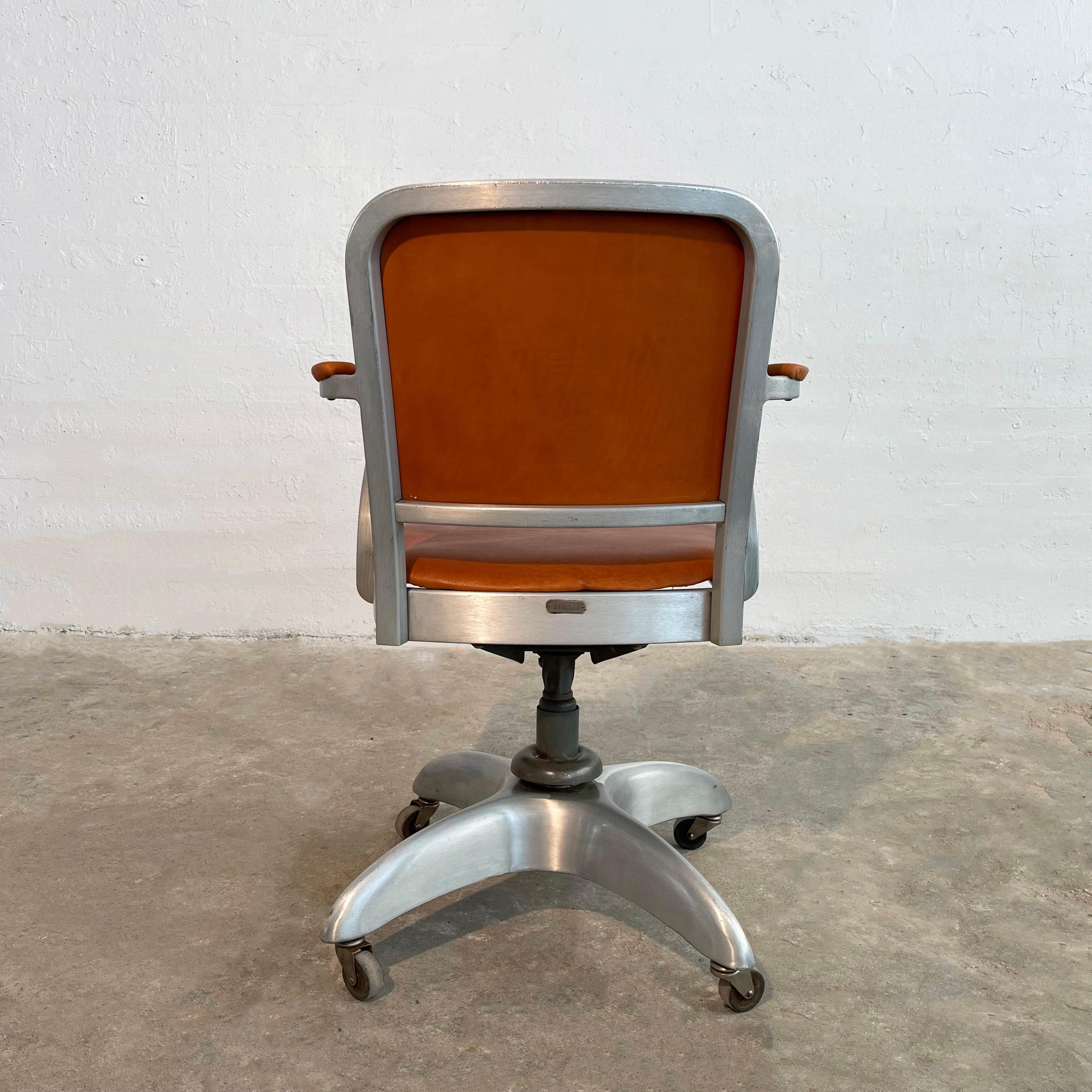 20th Century Mid-Century Modern Leather Rolling Office Armchair By Goodform