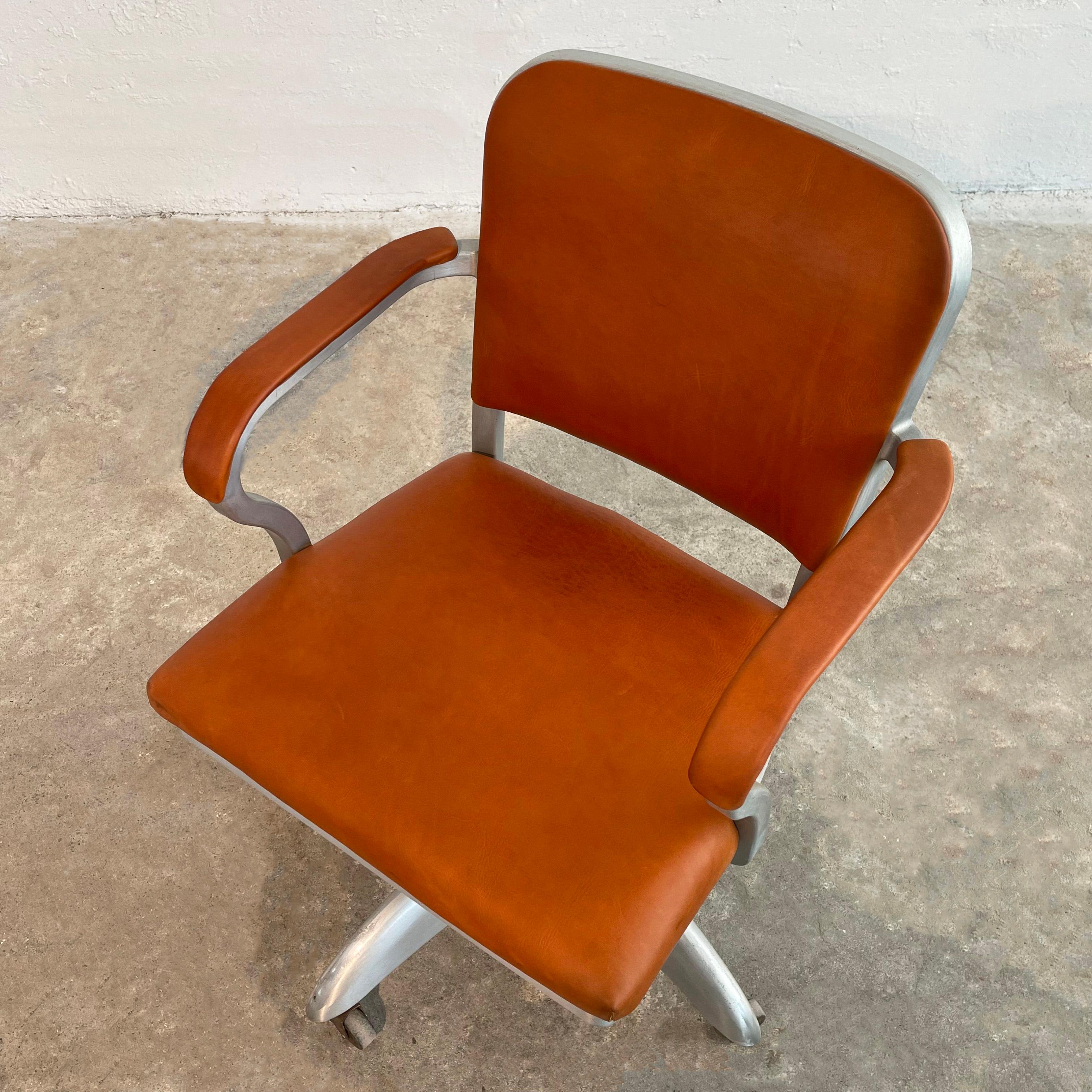 Mid-Century Modern Leather Rolling Office Armchair By Goodform 1