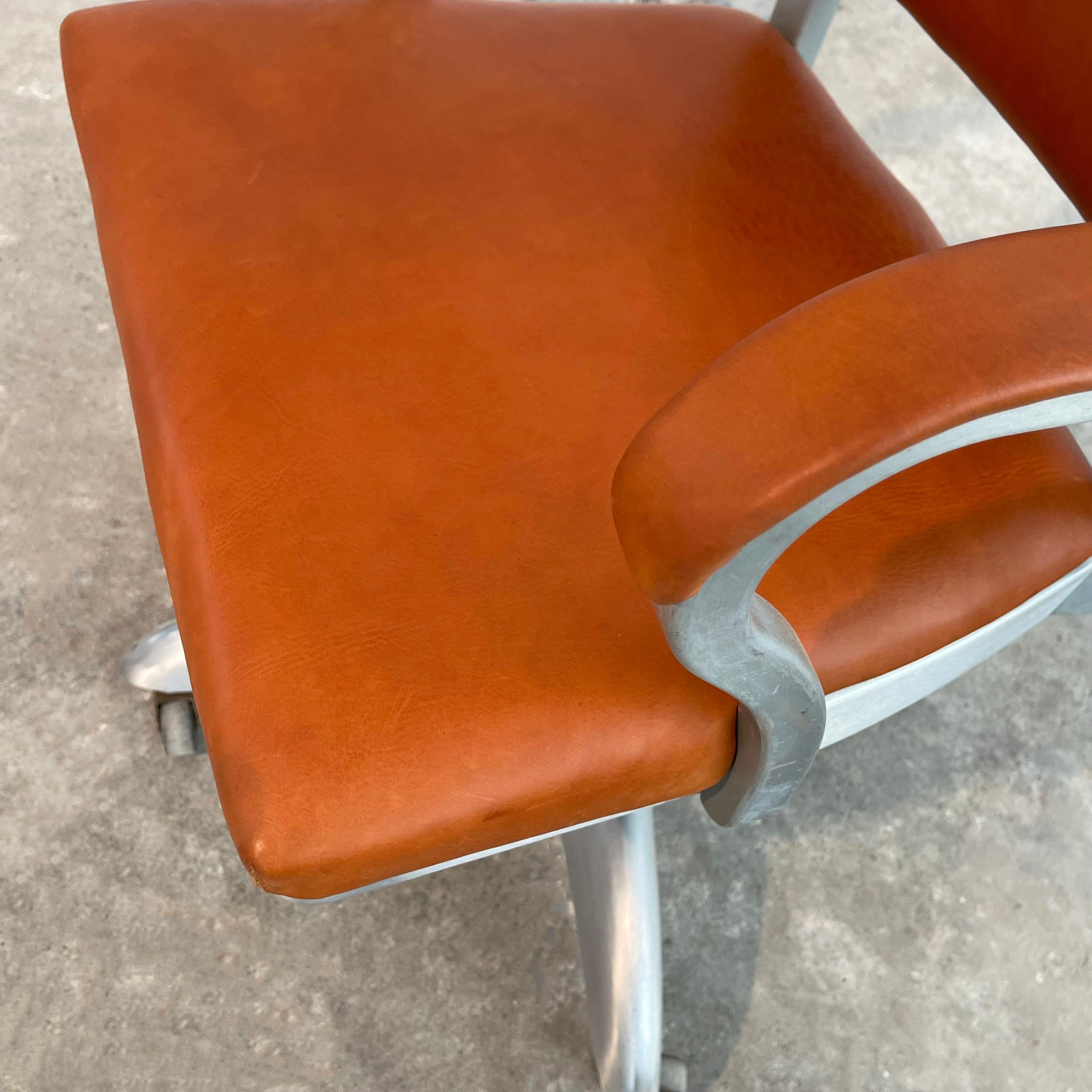 Mid-Century Modern Leather Rolling Office Armchair By Goodform 2