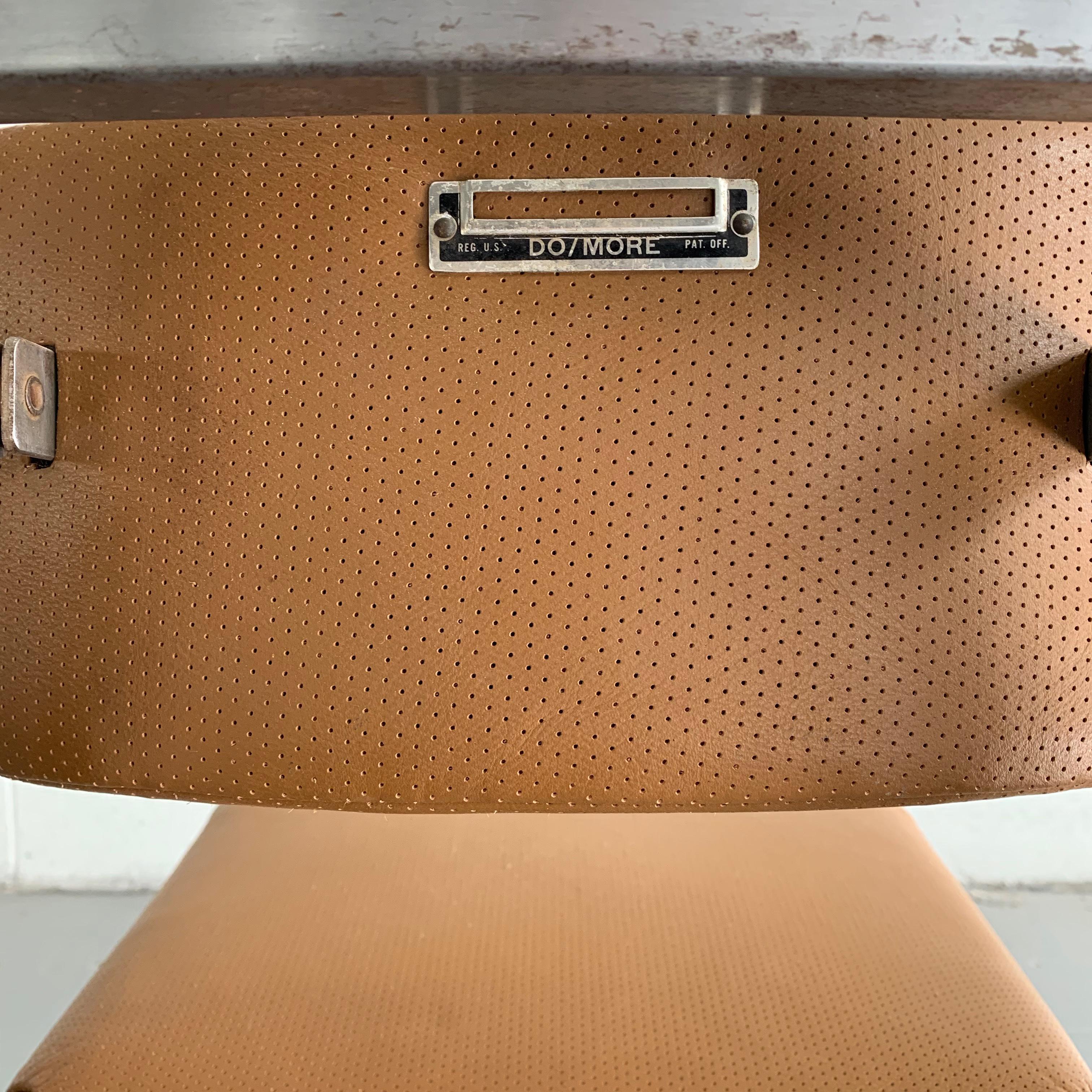 Mid-20th Century Mid-Century Modern Leather Rolling Office Desk Chair by DoMore