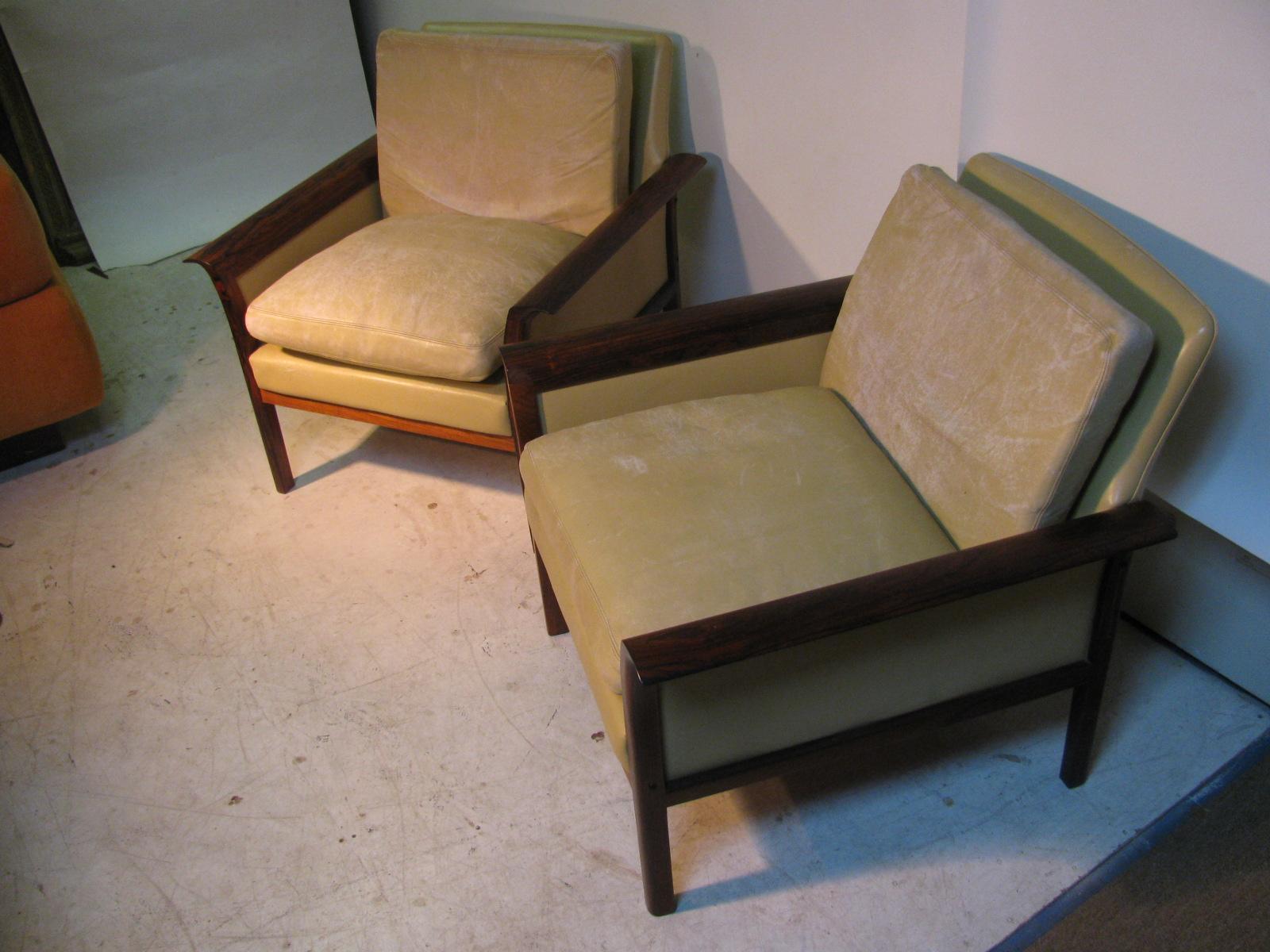 Mid-Century Modern Leather & Rosewood Lounge Chairs Knut Saeter for Vatne Mobler For Sale 2