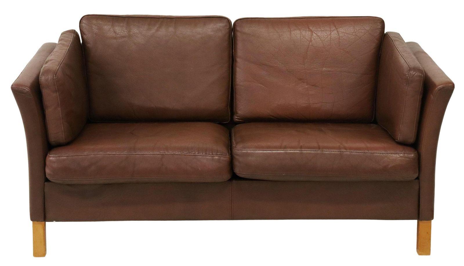 Modernes Ledersofa aus der Jahrhundertmitte, zugeschrieben Mogens Hansen (Dänisch) im Angebot