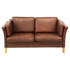 Modernes Ledersofa aus der Jahrhundertmitte, zugeschrieben Mogens Hansen