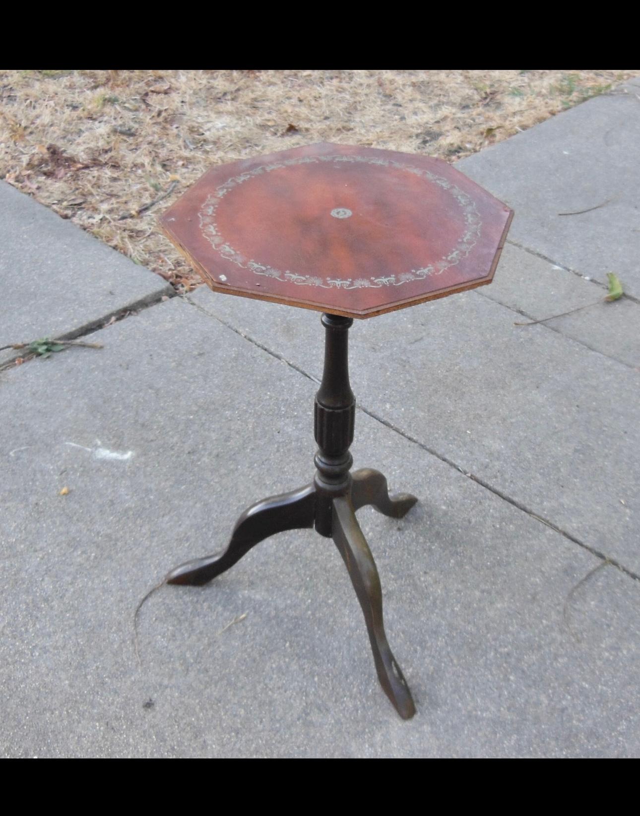 Faux Leather Mid Century Modern Leather Side Table For Sale