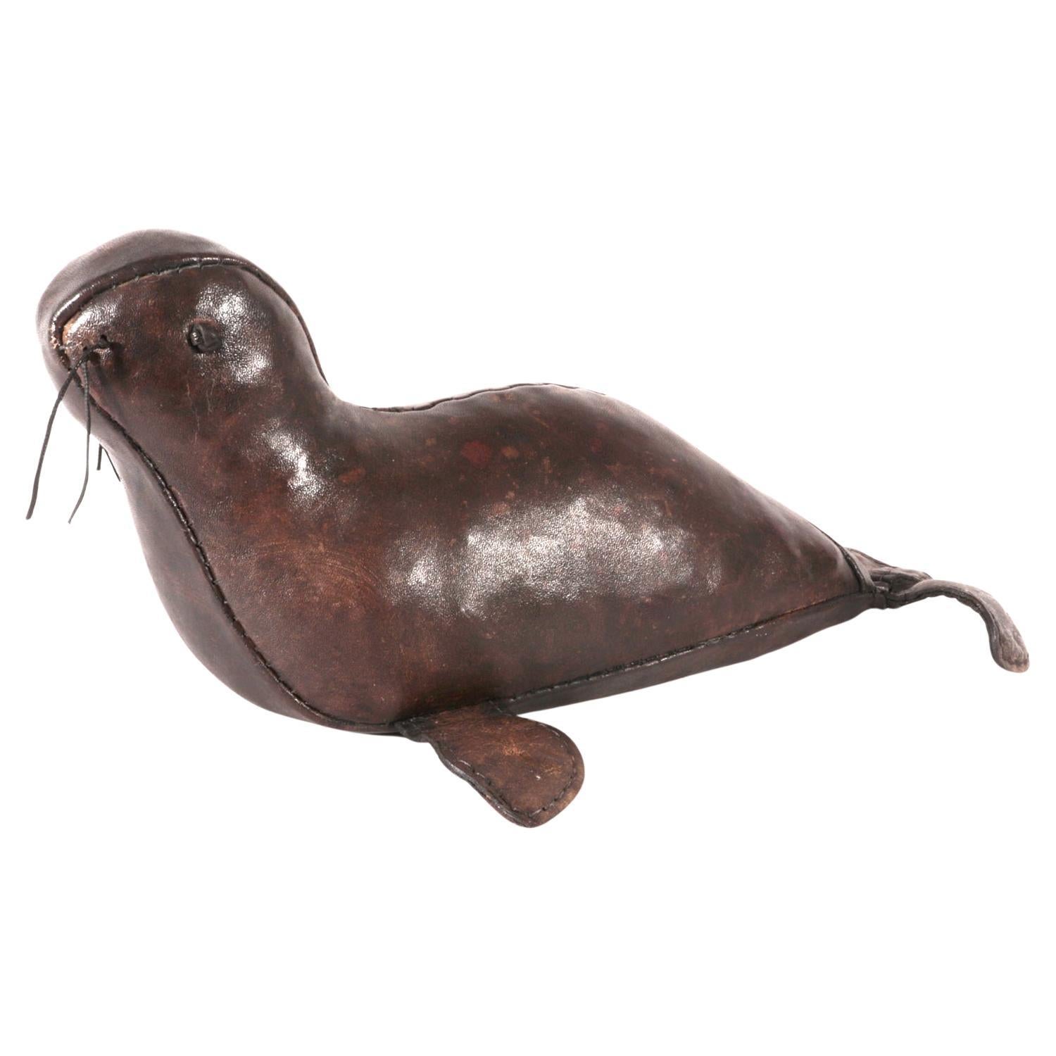 Mid-century Modern Leather Small Model of a Seal