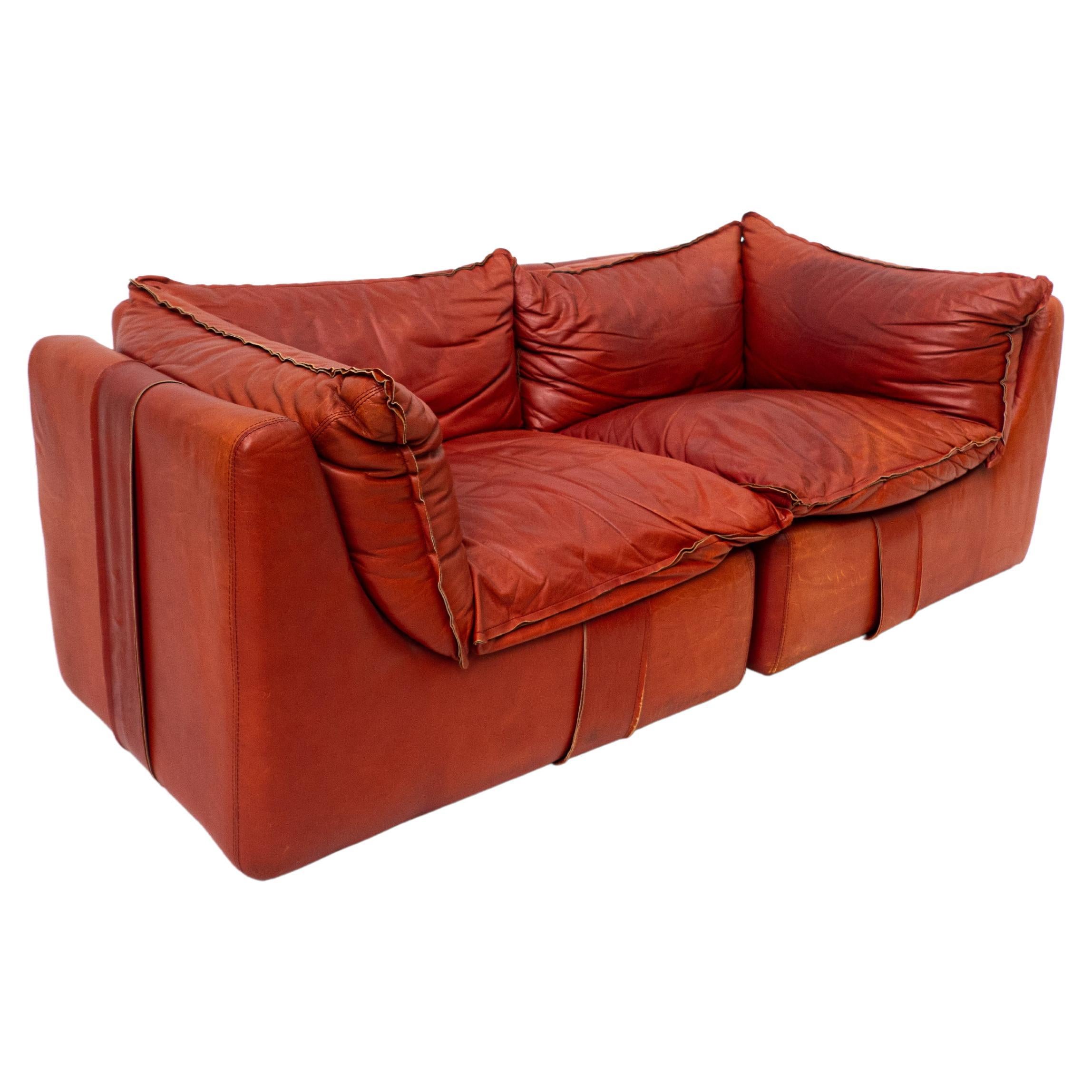 MidCentury Modern Italian Leather Sofa Bed by Tito Agnolli For Sale at
