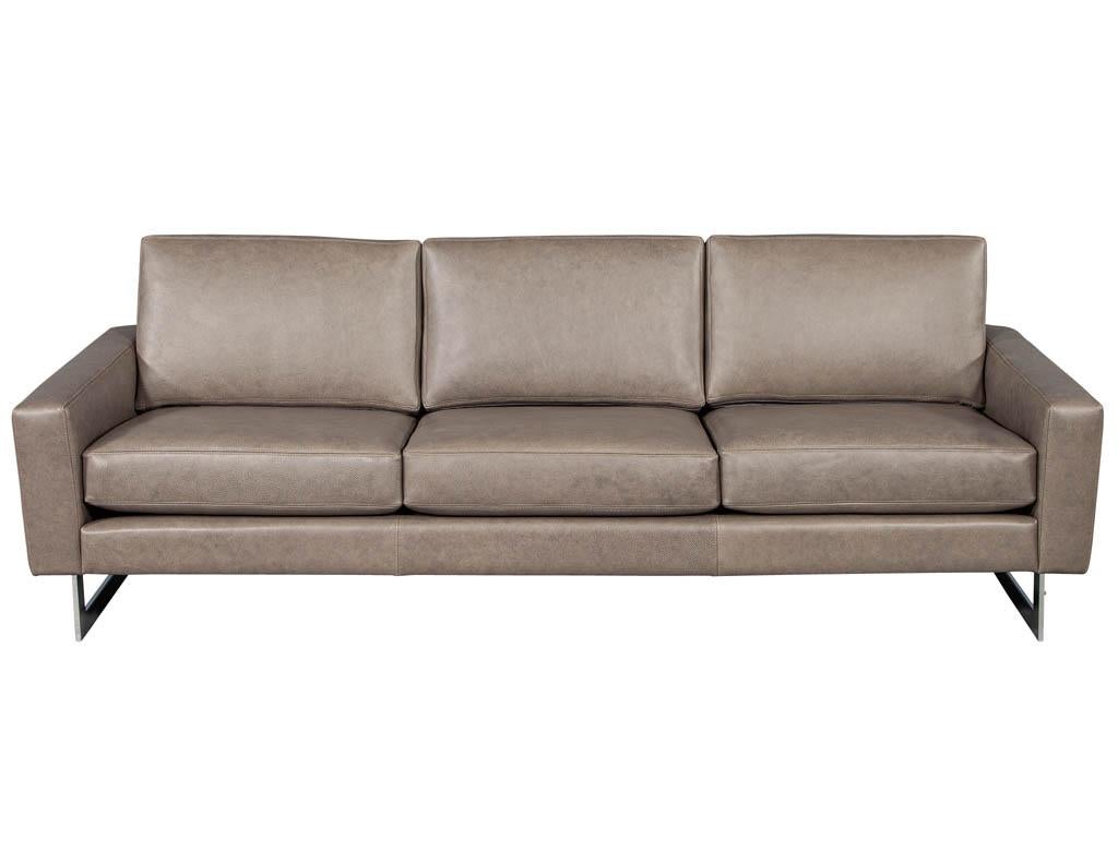 Late 20th Century Mid-Century Modern Leather Sofa