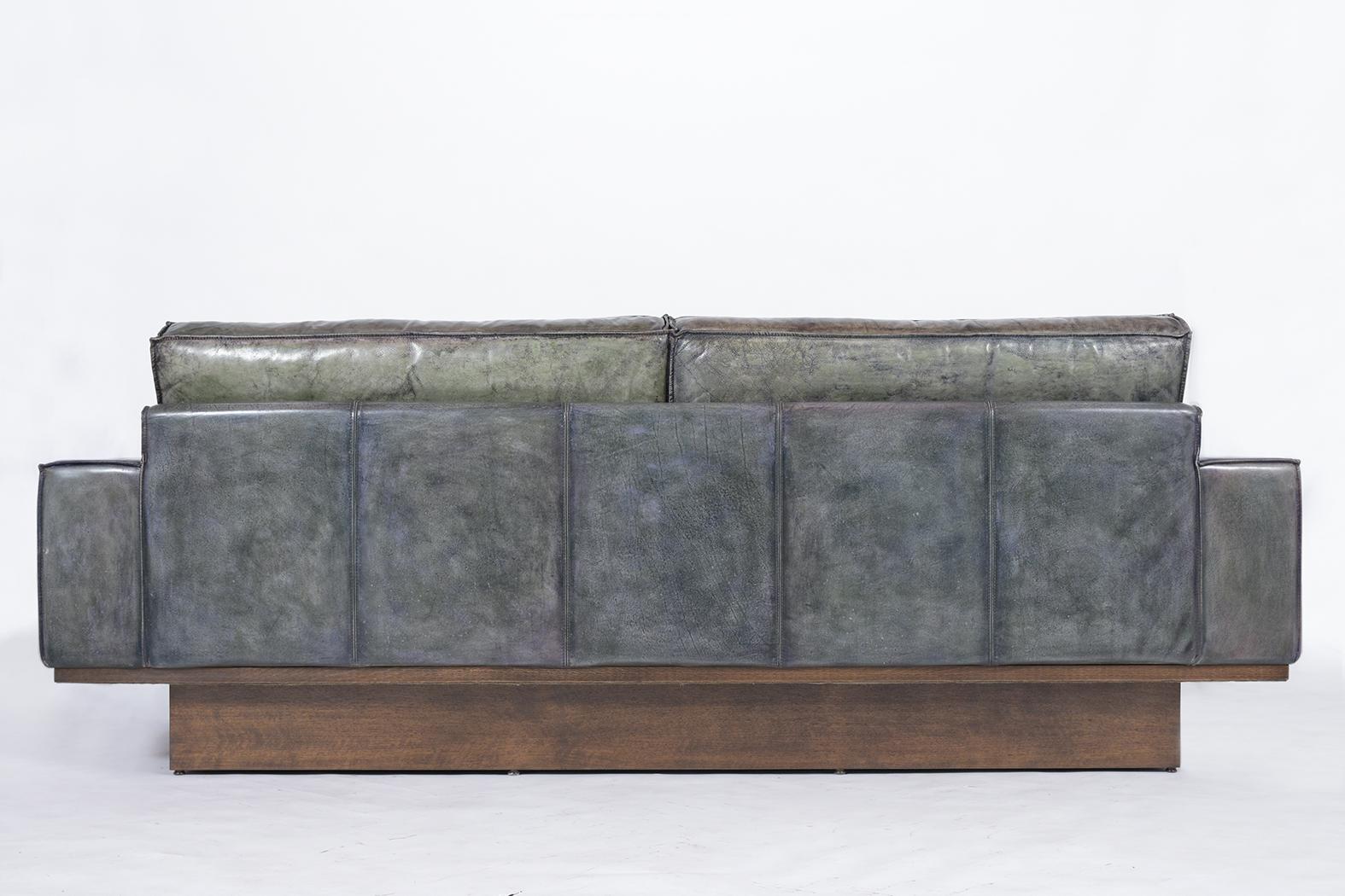 Mid-Century Modern Leather  Sofa  3
