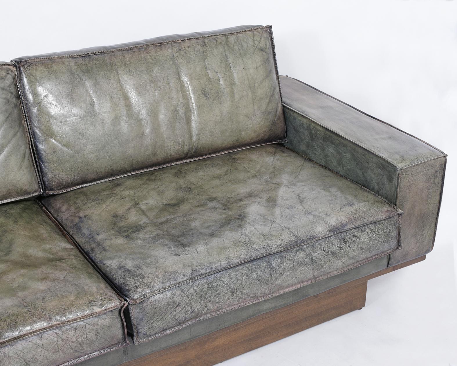 Mid-Century Modern Leather  Sofa  1