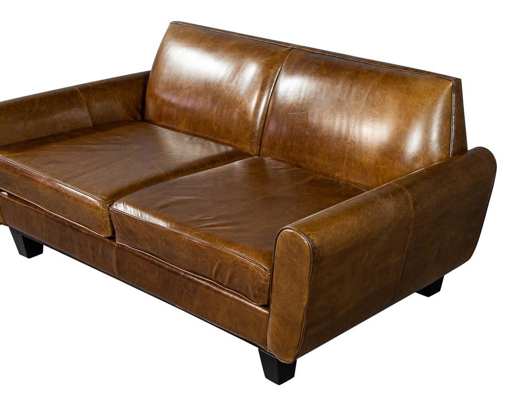 Mid-Century Modern Leather Sofa Loveseat 4