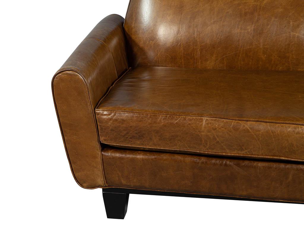 Mid-Century Modern Leather Sofa Loveseat 5