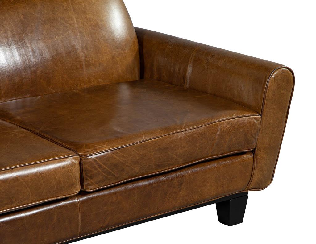 Mid-Century Modern Leather Sofa Loveseat 6