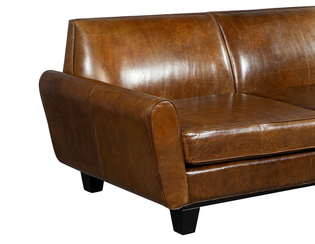 American Mid-Century Modern Leather Sofa Loveseat