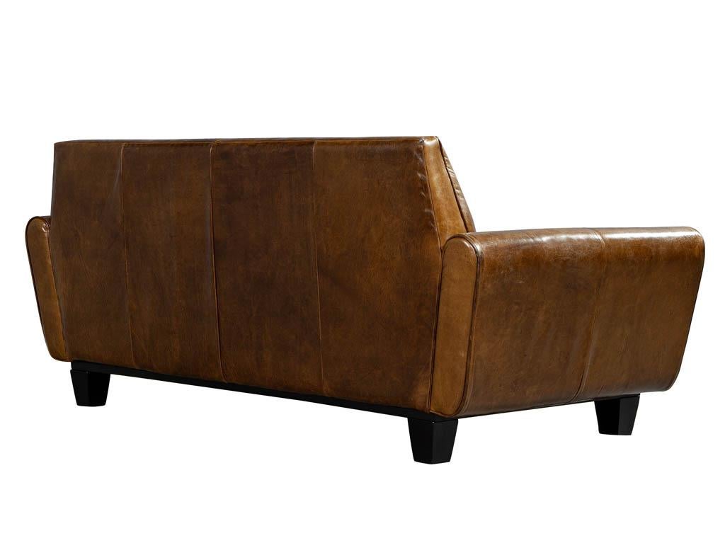 Mid-20th Century Mid-Century Modern Leather Sofa Loveseat