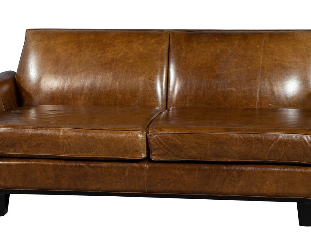 Mid-Century Modern Leather Sofa Loveseat 2
