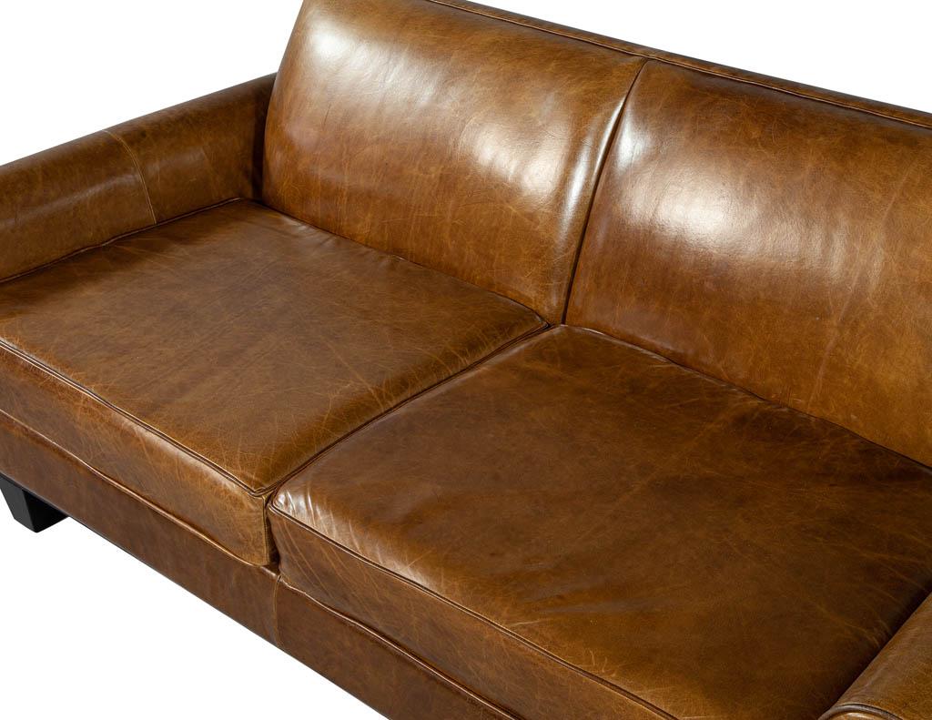 Mid-Century Modern Leather Sofa Loveseat 3