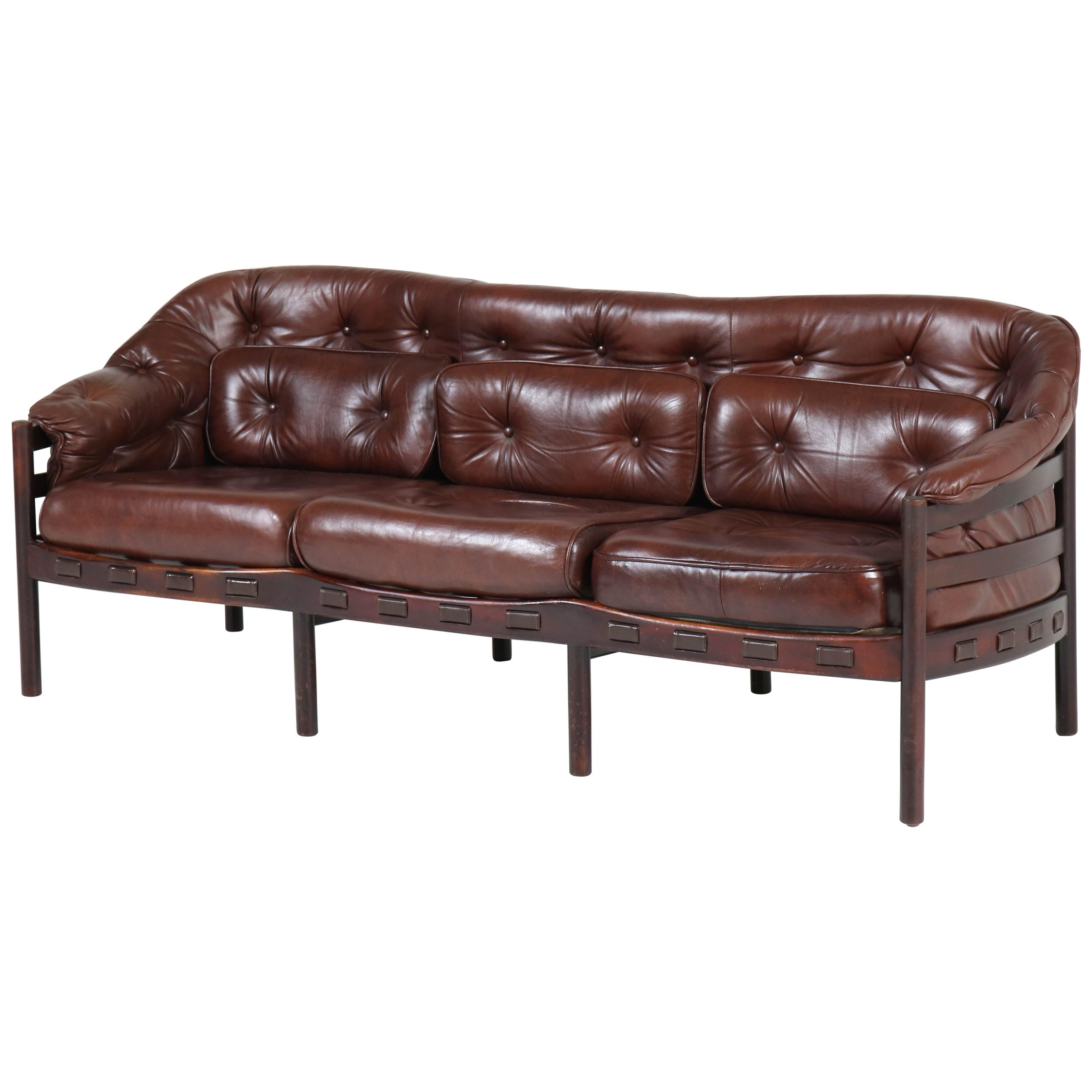 Mid-Century Modern Leather Sofa or Bench by Arne Norell for Coja, 1960s