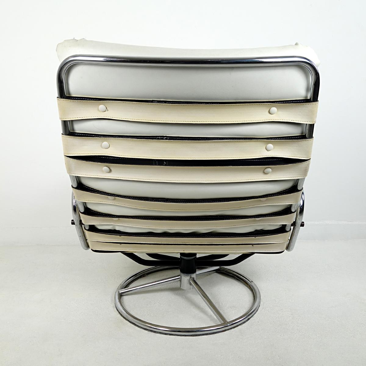 Mid-Century Modern Leather Swivel Chair Tanabe by Martin Visser for 't Spectrum In Good Condition In Doornspijk, NL