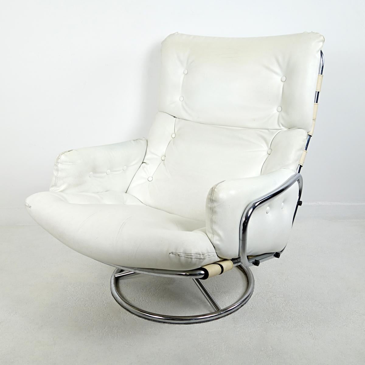Mid-Century Modern Leather Swivel Chair Tanabe by Martin Visser for 't Spectrum 1