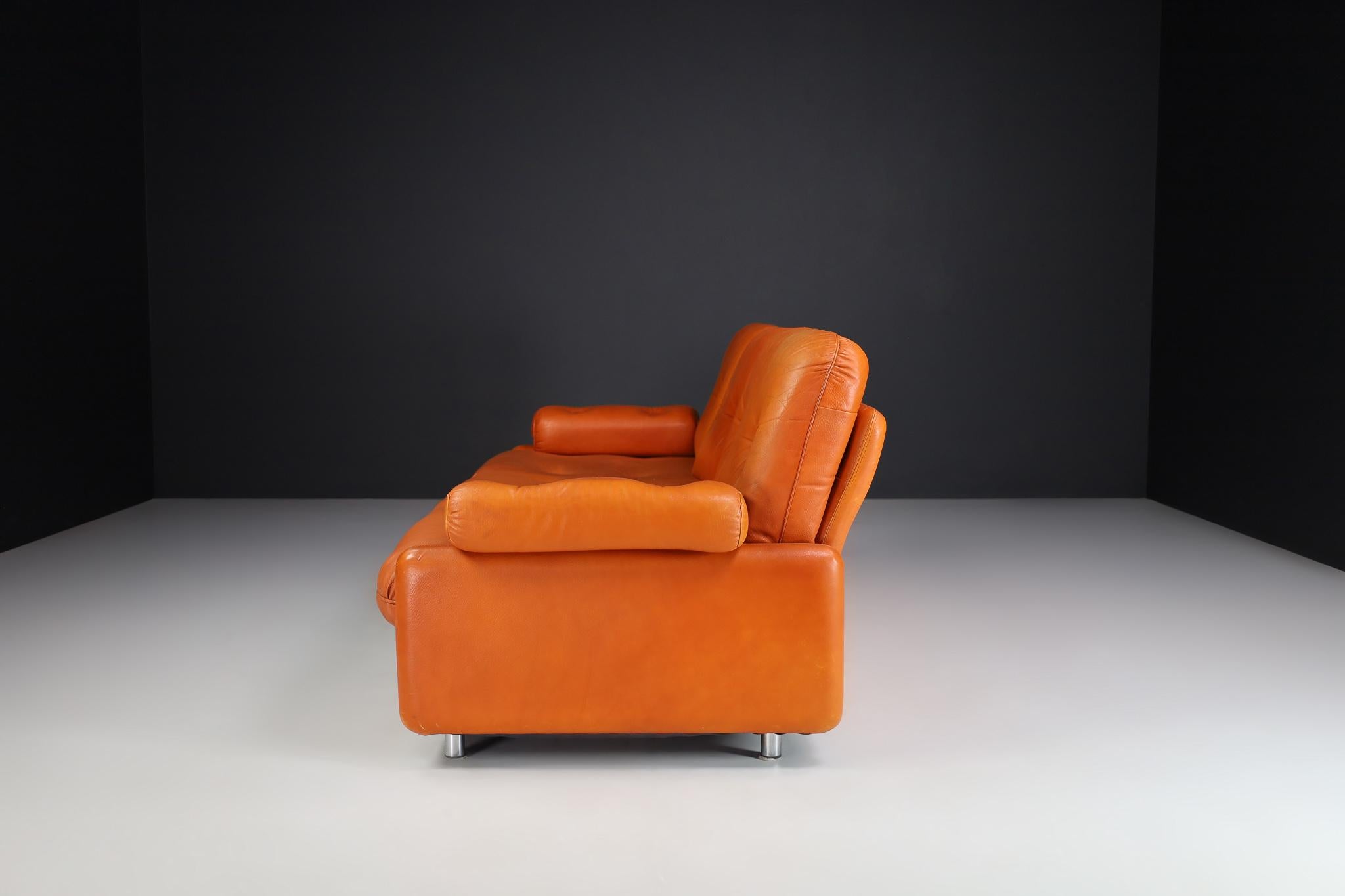 Dreisitzer-Loungesessel aus Leder, Deutschland, 1960er Jahre, Moderne der Mitte des Jahrhunderts (Mitte des 20. Jahrhunderts) im Angebot