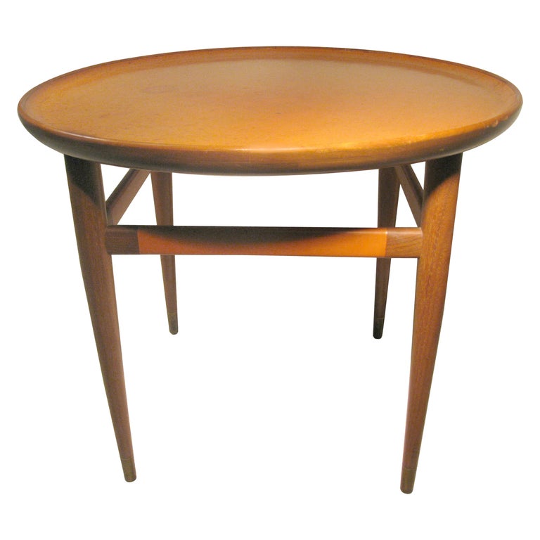 Mid Century Modern Leather Top Round Cocktail Table Henredon Heritage For Sale At 1stdibs