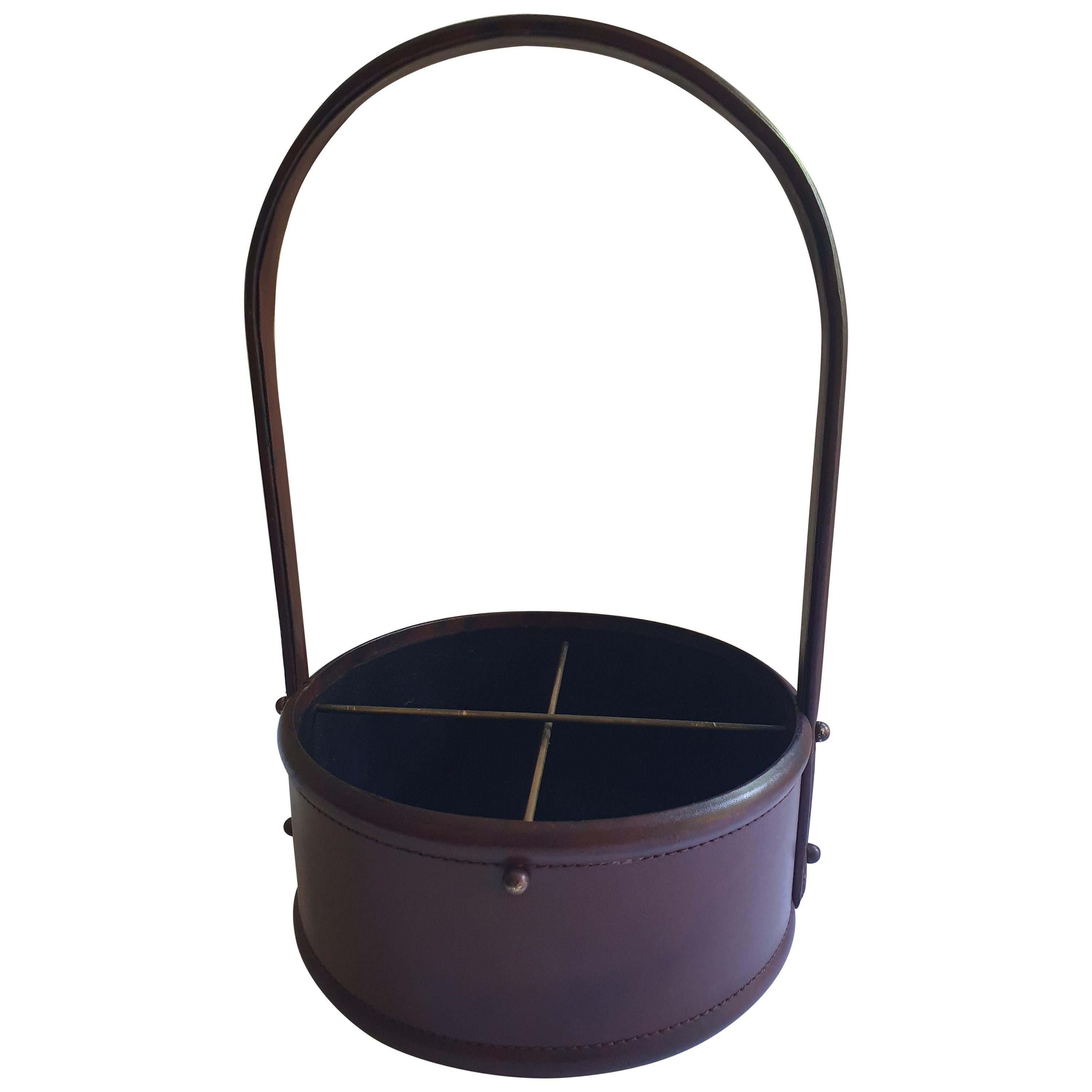 Mid-Century Modern Leather Wine Carrier