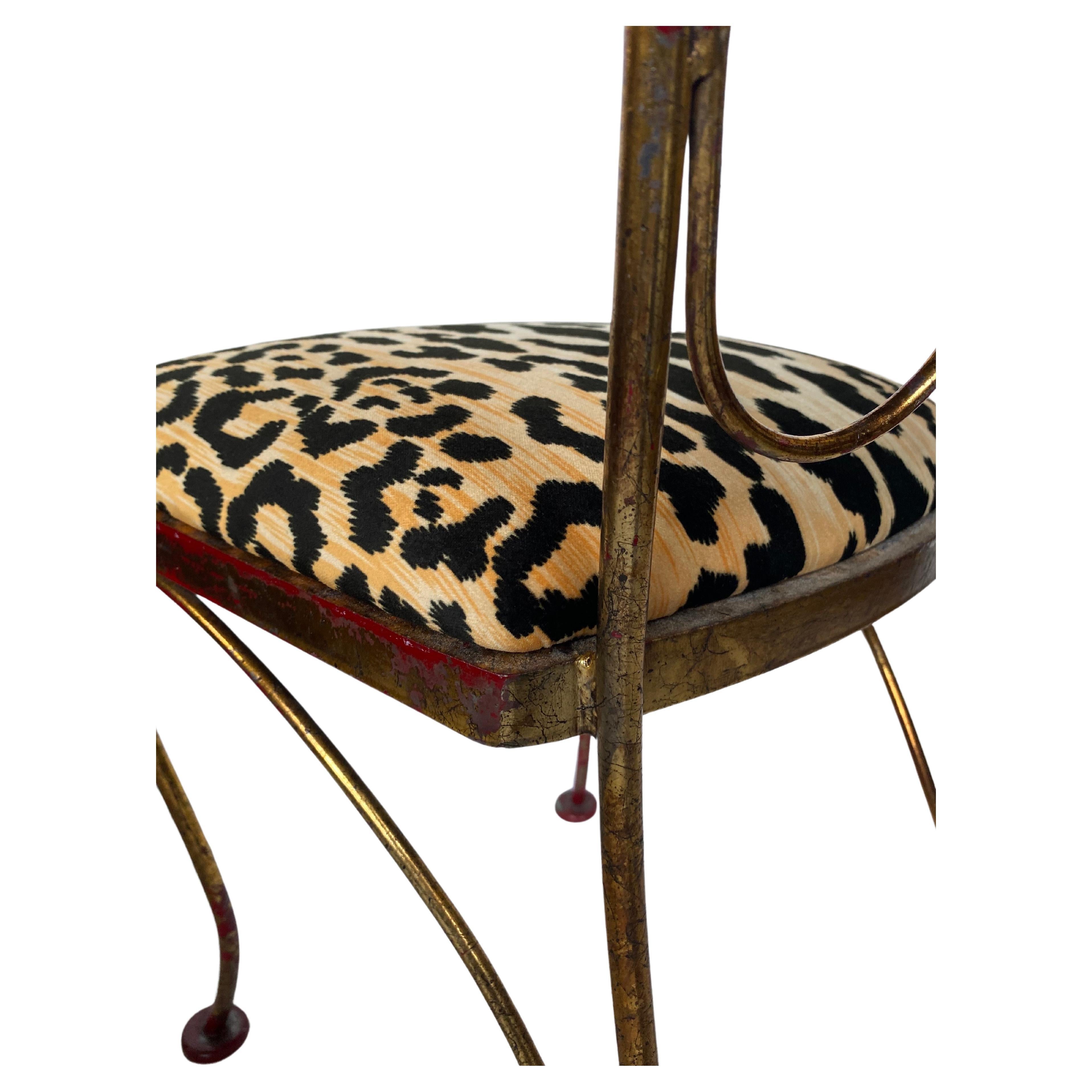 Mid Century Modern Lee Woodard Gilt Iron Metal Side Chair For Sale 5