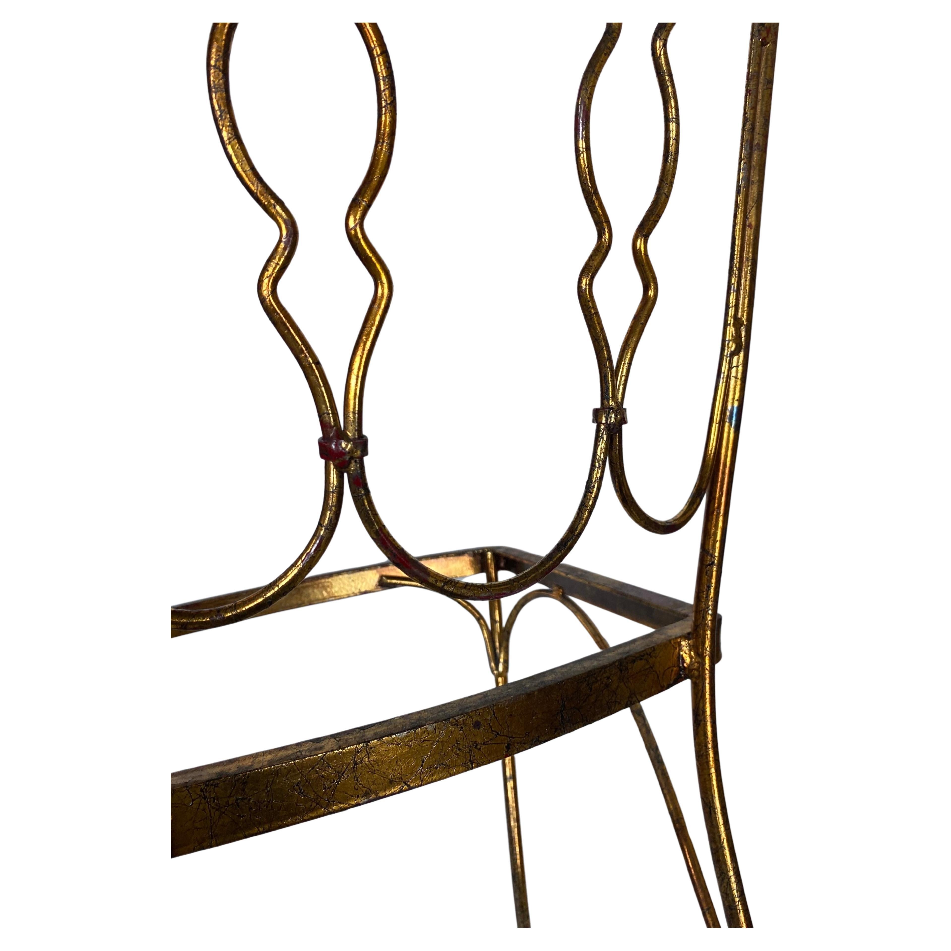 Mid Century Modern Lee Woodard Gilt Iron Metal Side Chair For Sale 7