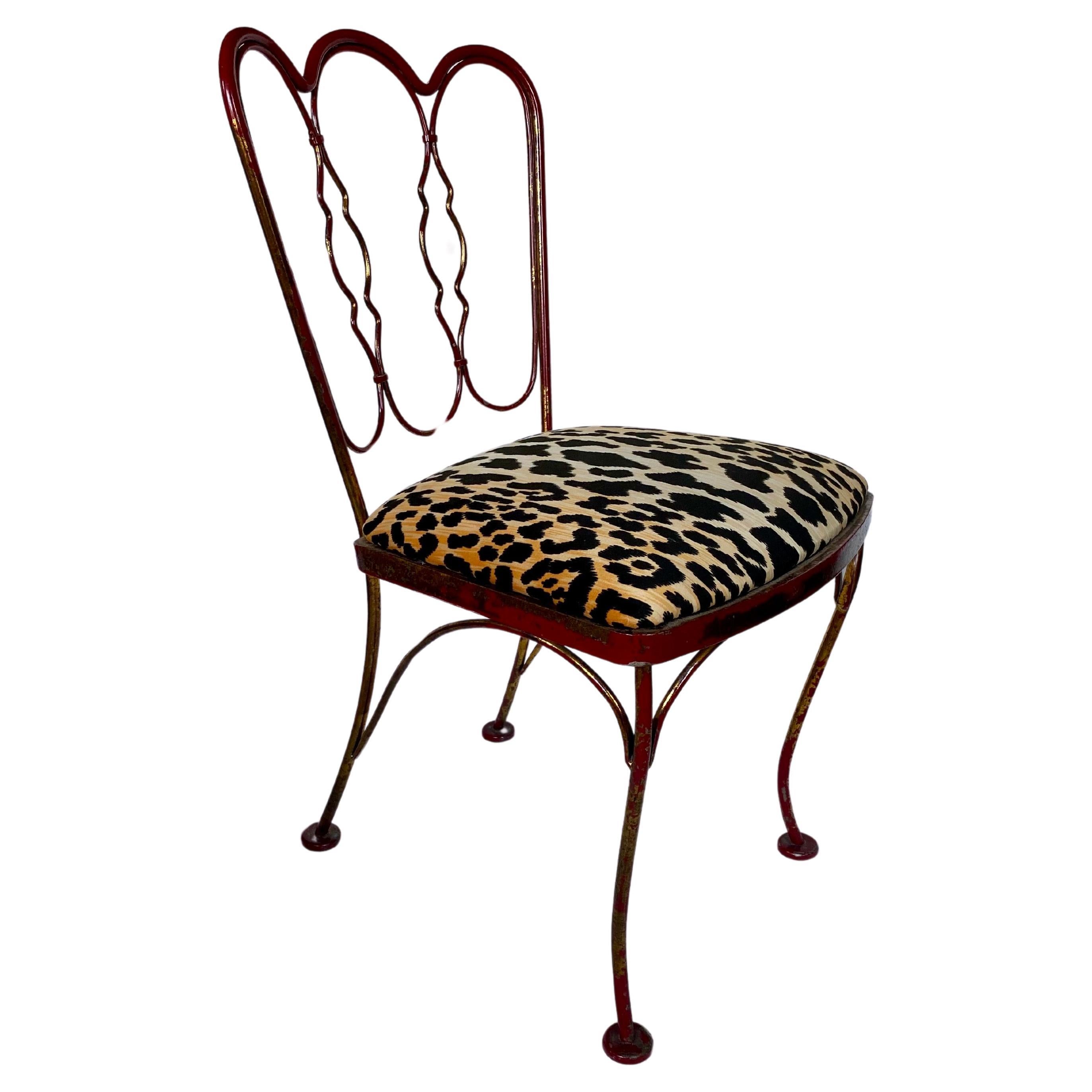 Mid-Century Modern Mid Century Modern Lee Woodard Gilt Iron Metal Side Chair For Sale