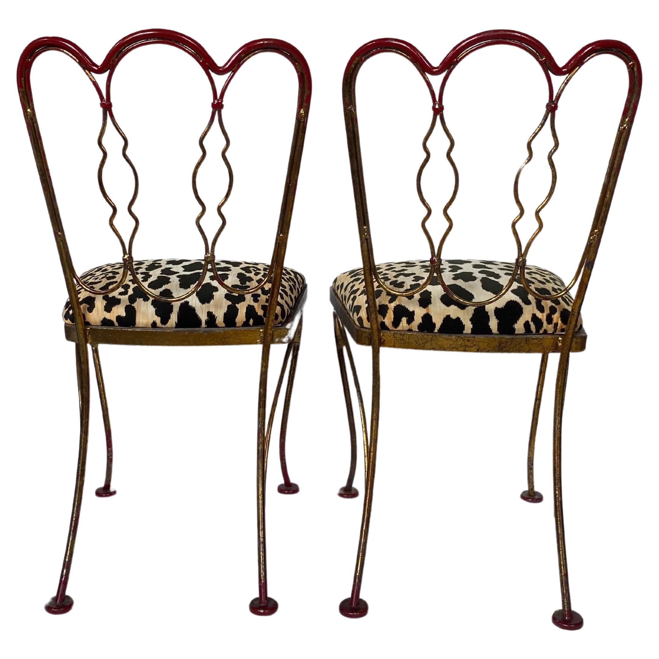 American Mid Century Modern Lee Woodard Gilt Iron Metal Side Chair For Sale
