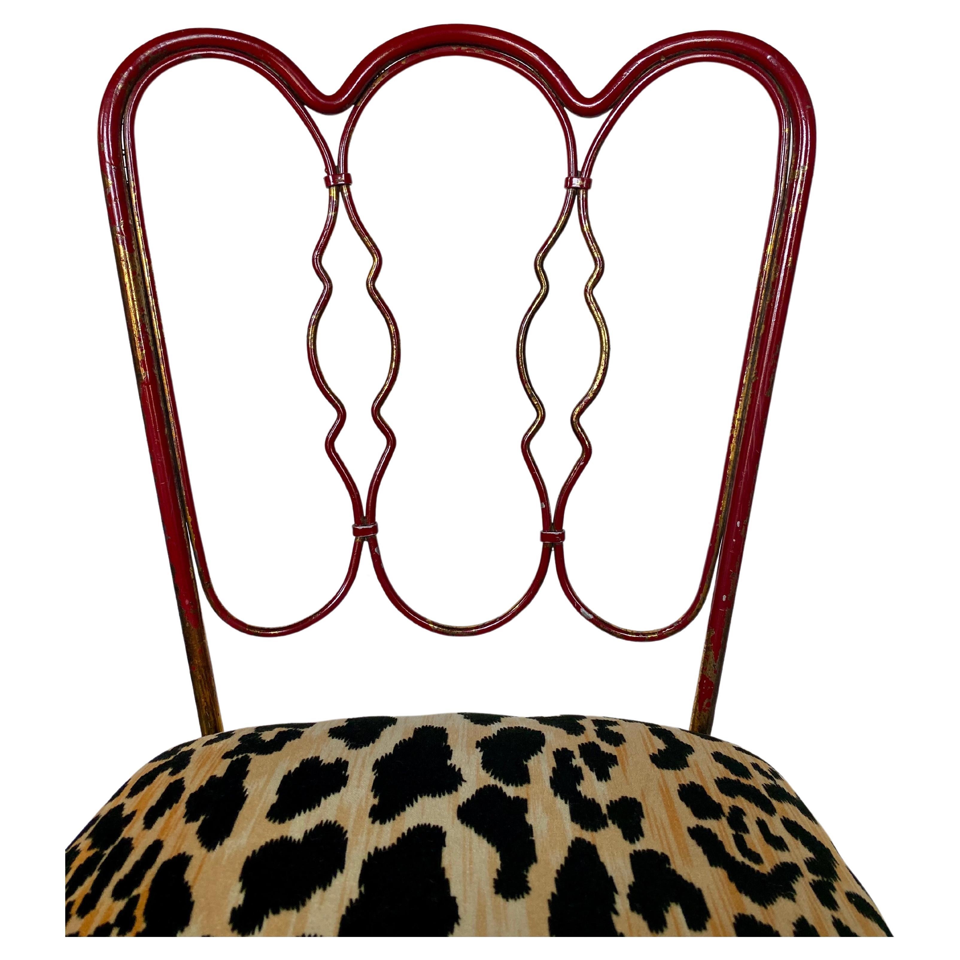 Mid-20th Century Mid Century Modern Lee Woodard Gilt Iron Metal Side Chair For Sale