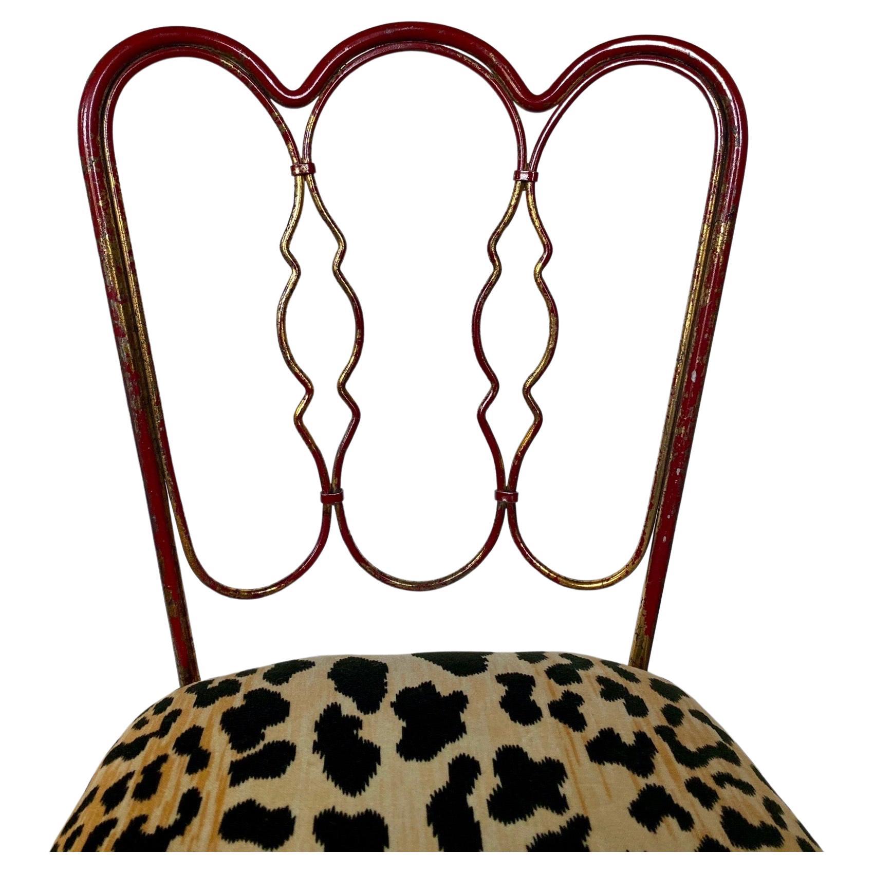 Mid Century Modern Lee Woodard Gilt Iron Metal Side Chair For Sale 1