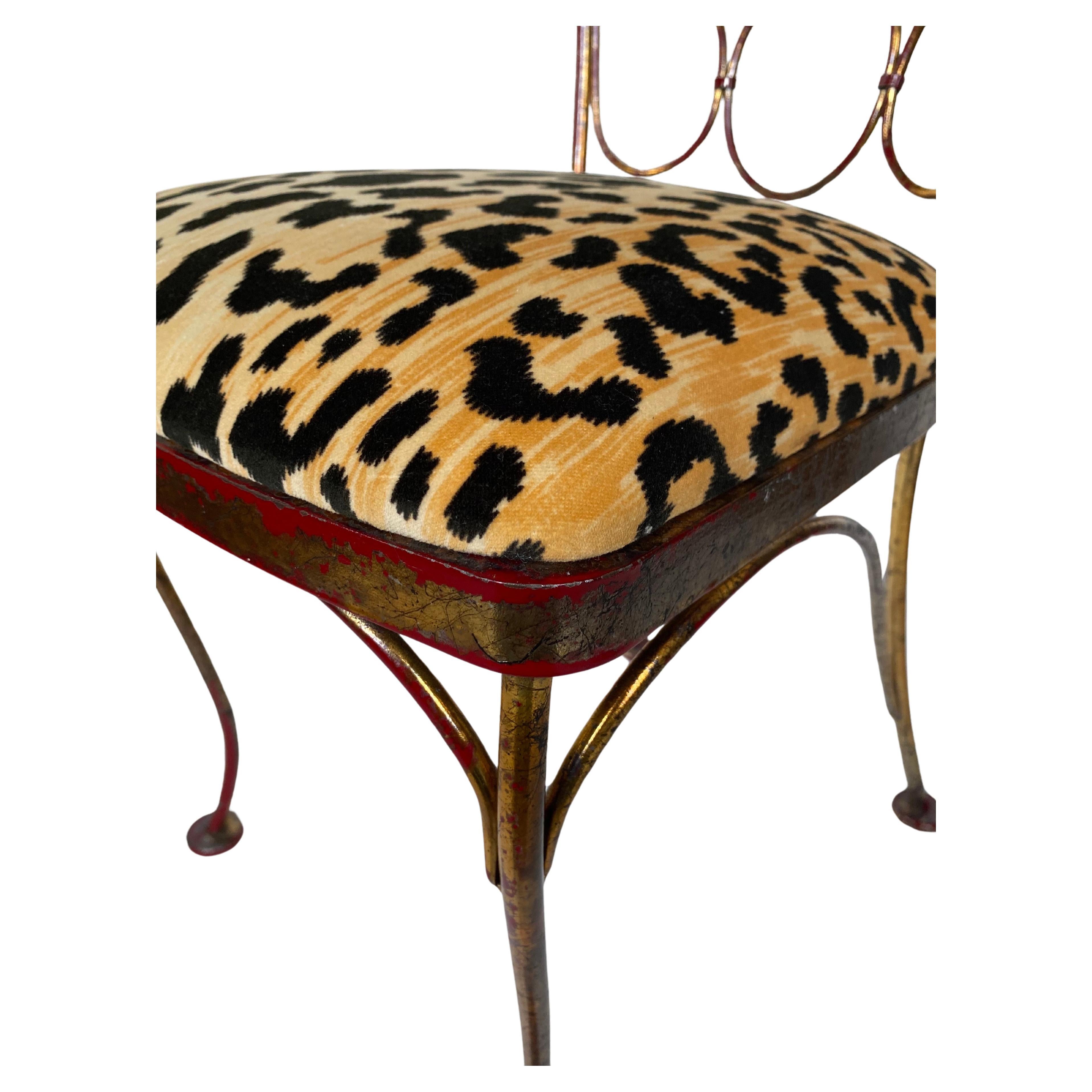 Mid Century Modern Lee Woodard Gilt Iron Metal Side Chair For Sale 2