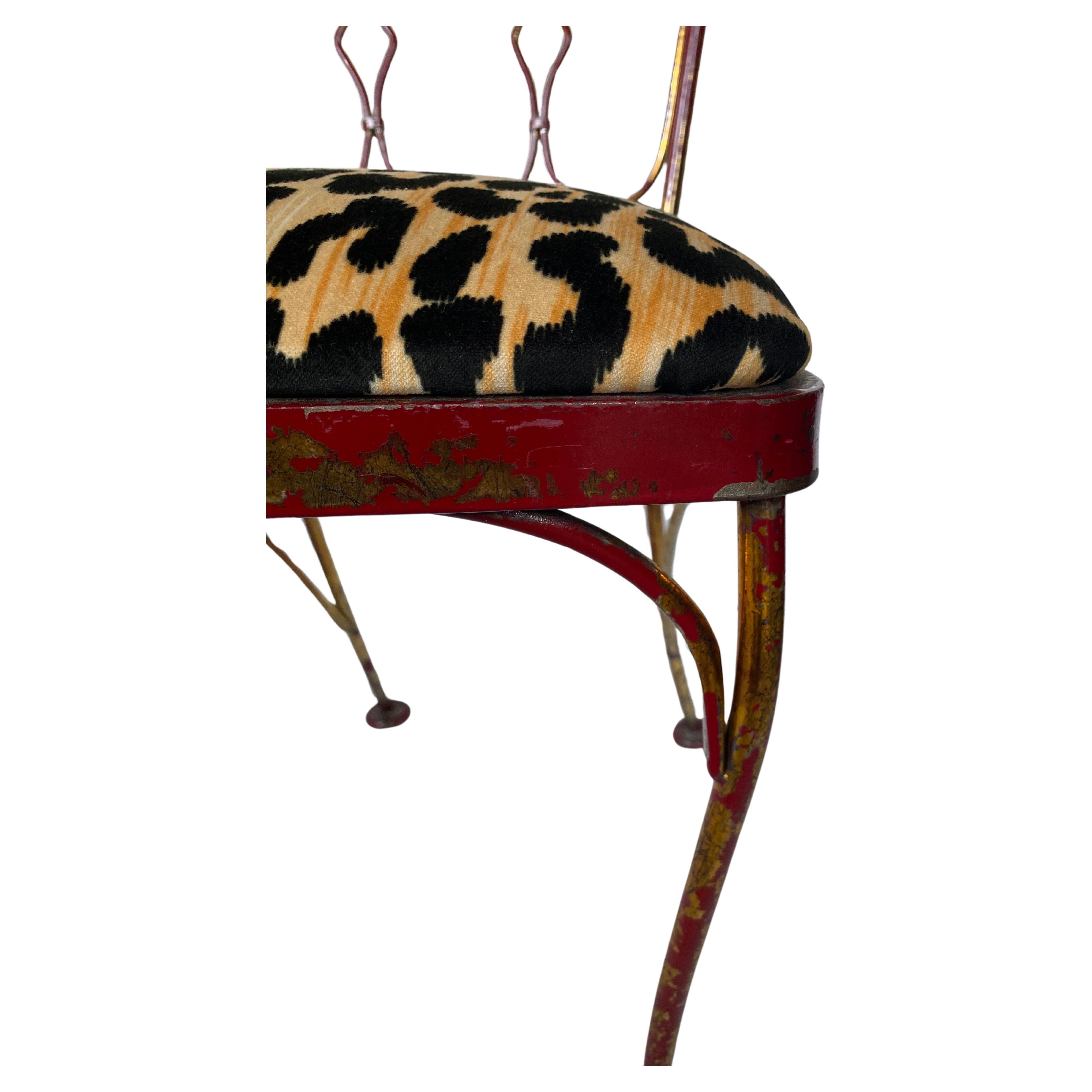 Mid Century Modern Lee Woodard Gilt Iron Metal Side Chair For Sale 3