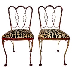 Mid Century Modern Lee Woodard Gilt Iron Metal Side Chair