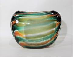 Mid-Century Modern Leerdam Unica Striped Art Glass Vase by Floris Meydam