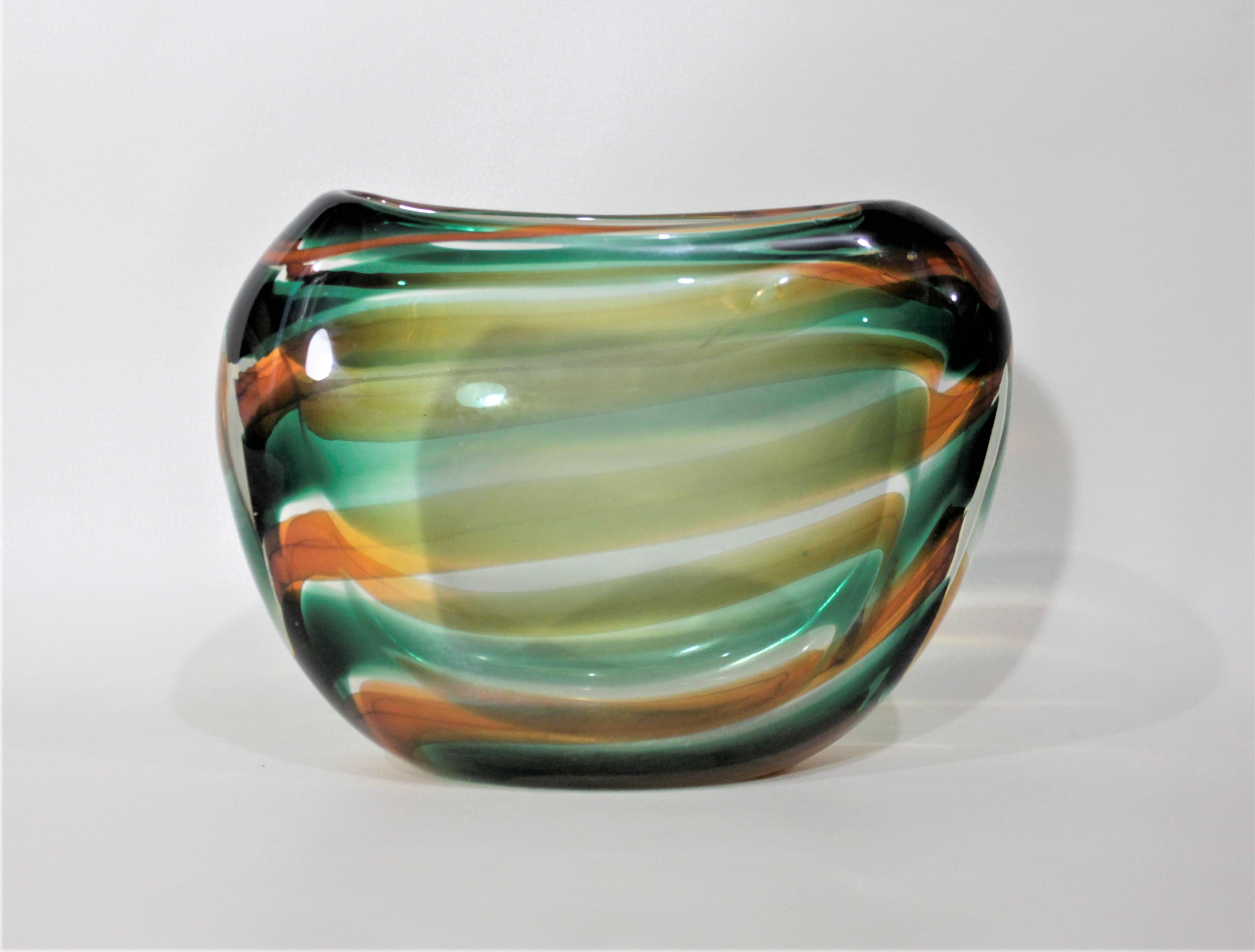 20th Century Mid-Century Modern Leerdam Unica Striped Art Glass Vase by Floris Meydam For Sale