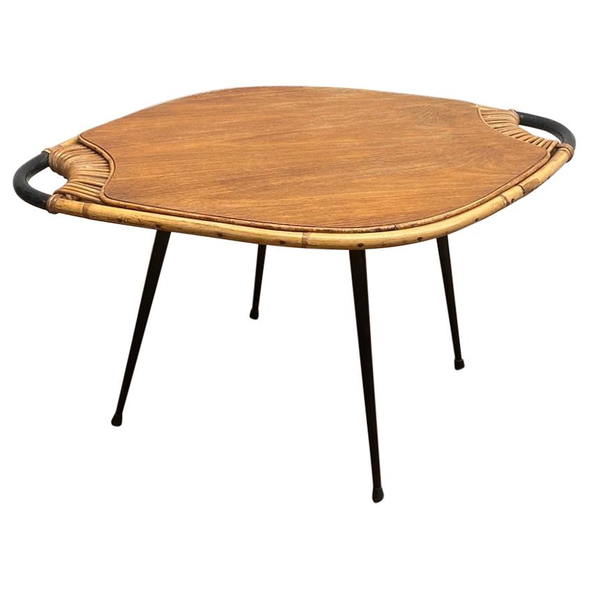 Mid-Century Modern Lemon Shaped Bamboo Coffee Table For Sale